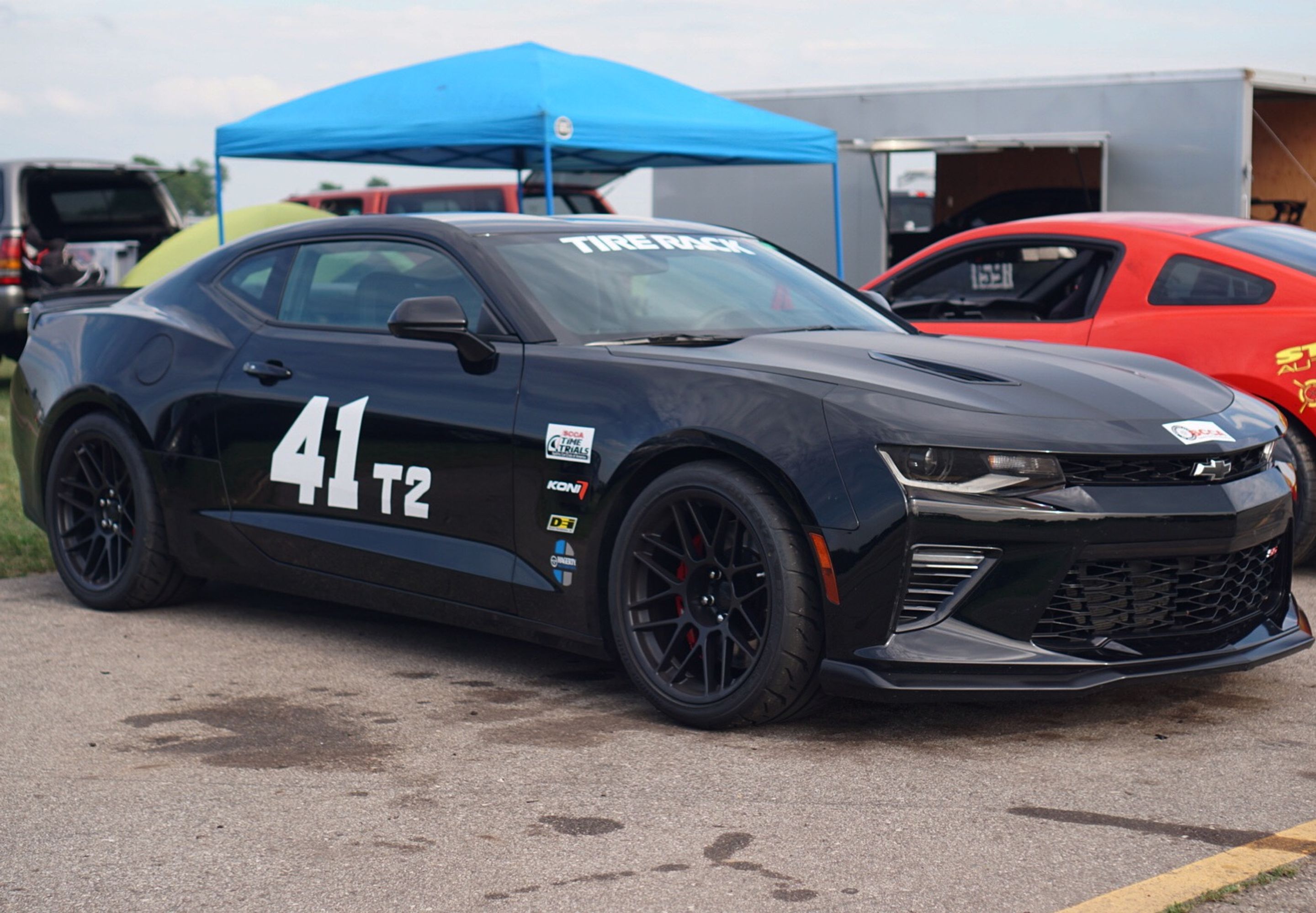 Black Chevrolet 6th Gen Camaro SS 1LE with 19" ARC-8 Apex wheels in Satin Black