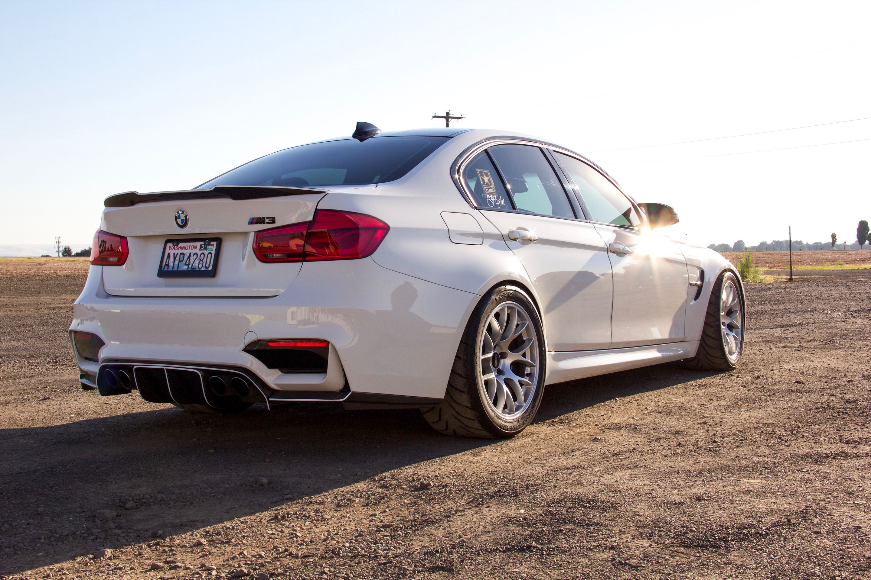 White BMW F80 M3 with 18" EC-7 Apex wheels in Race Silver
