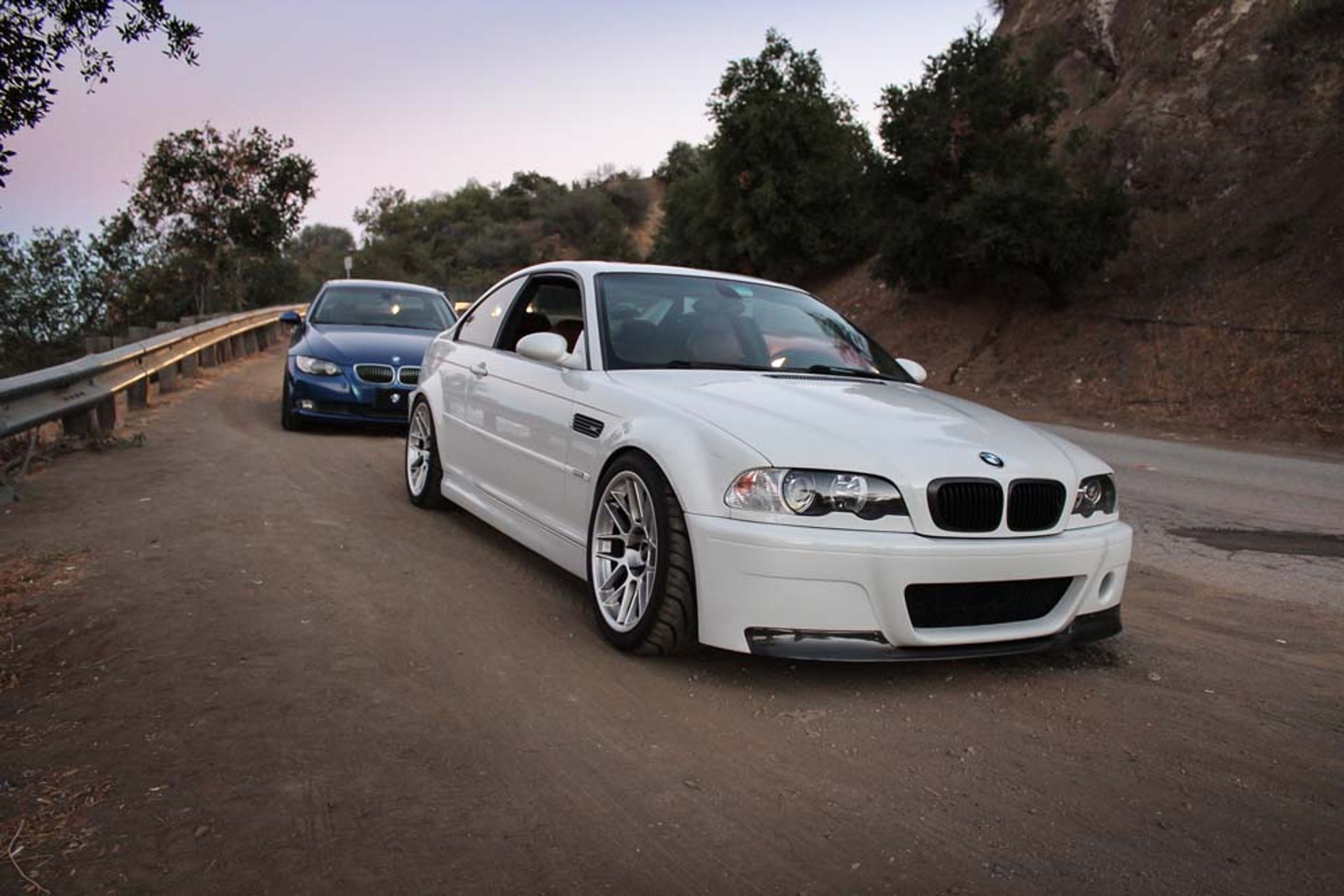 White BMW E46 M3 with 18" ARC-8 Apex wheels in Hyper Silver
