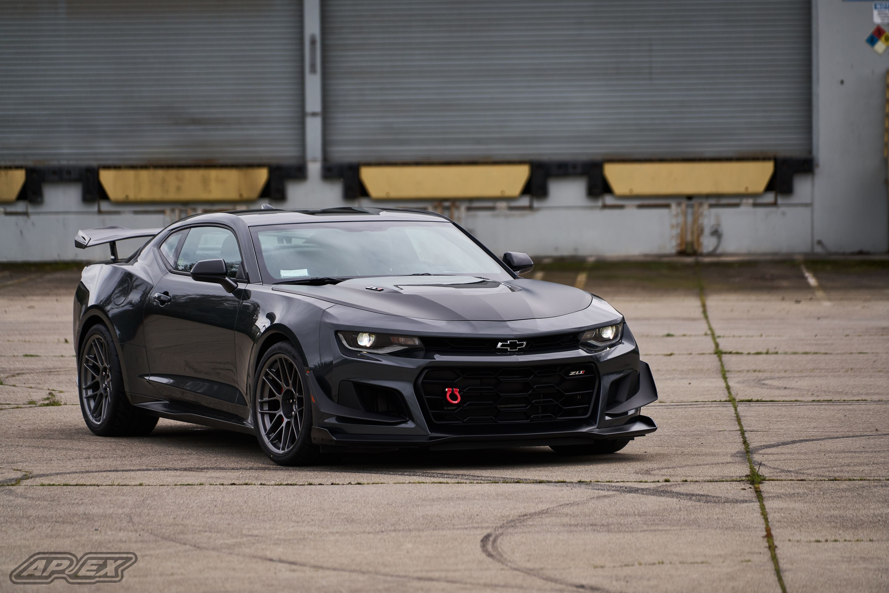 Grey Chevrolet 6th Gen Camaro ZL1 1LE with 19" ARC-8 Apex wheels in Anthracite