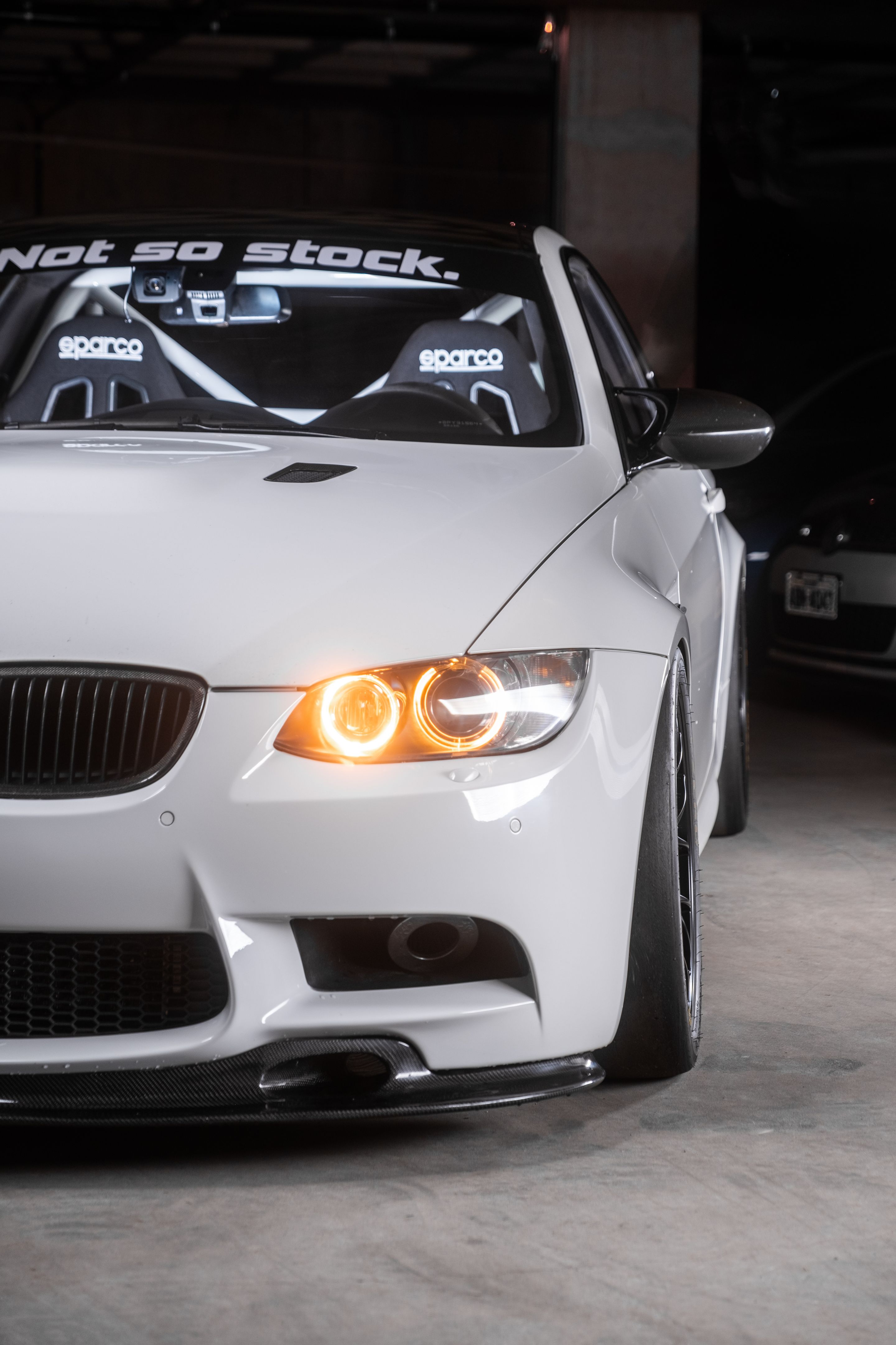 White BMW E92 Coupe M3 with 18" EC-7 Apex wheels in Satin Black