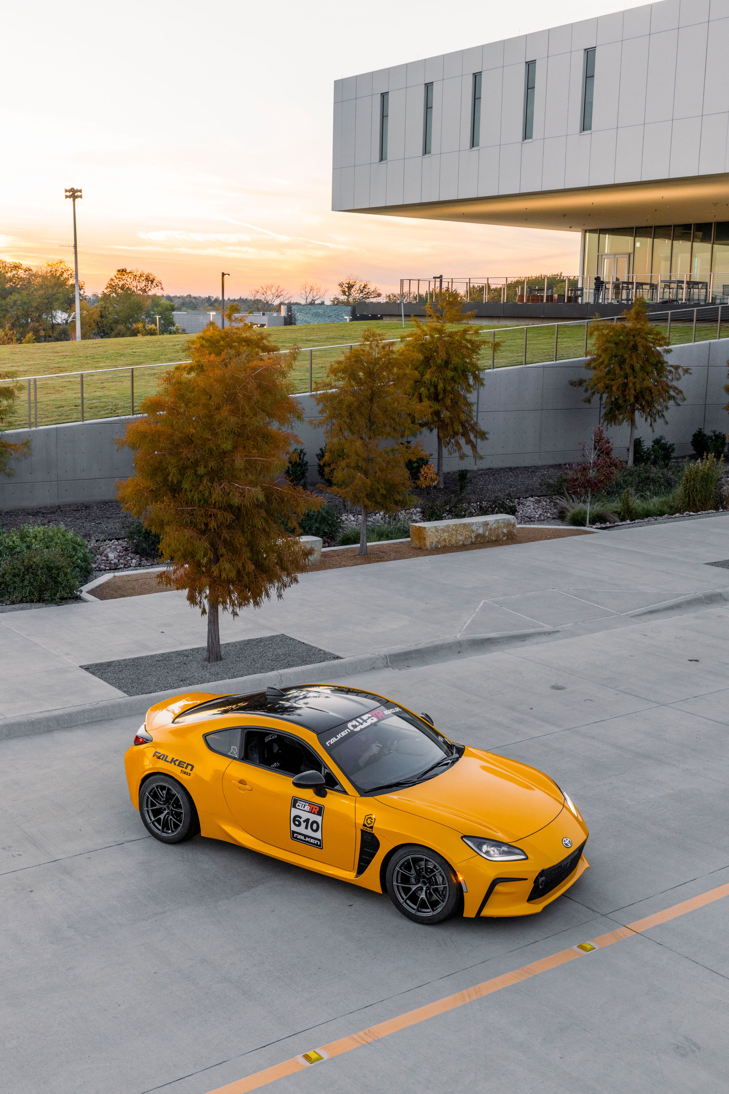 Yellow Toyota GR86 with 17" VS-5RS Apex wheels in Anthracite