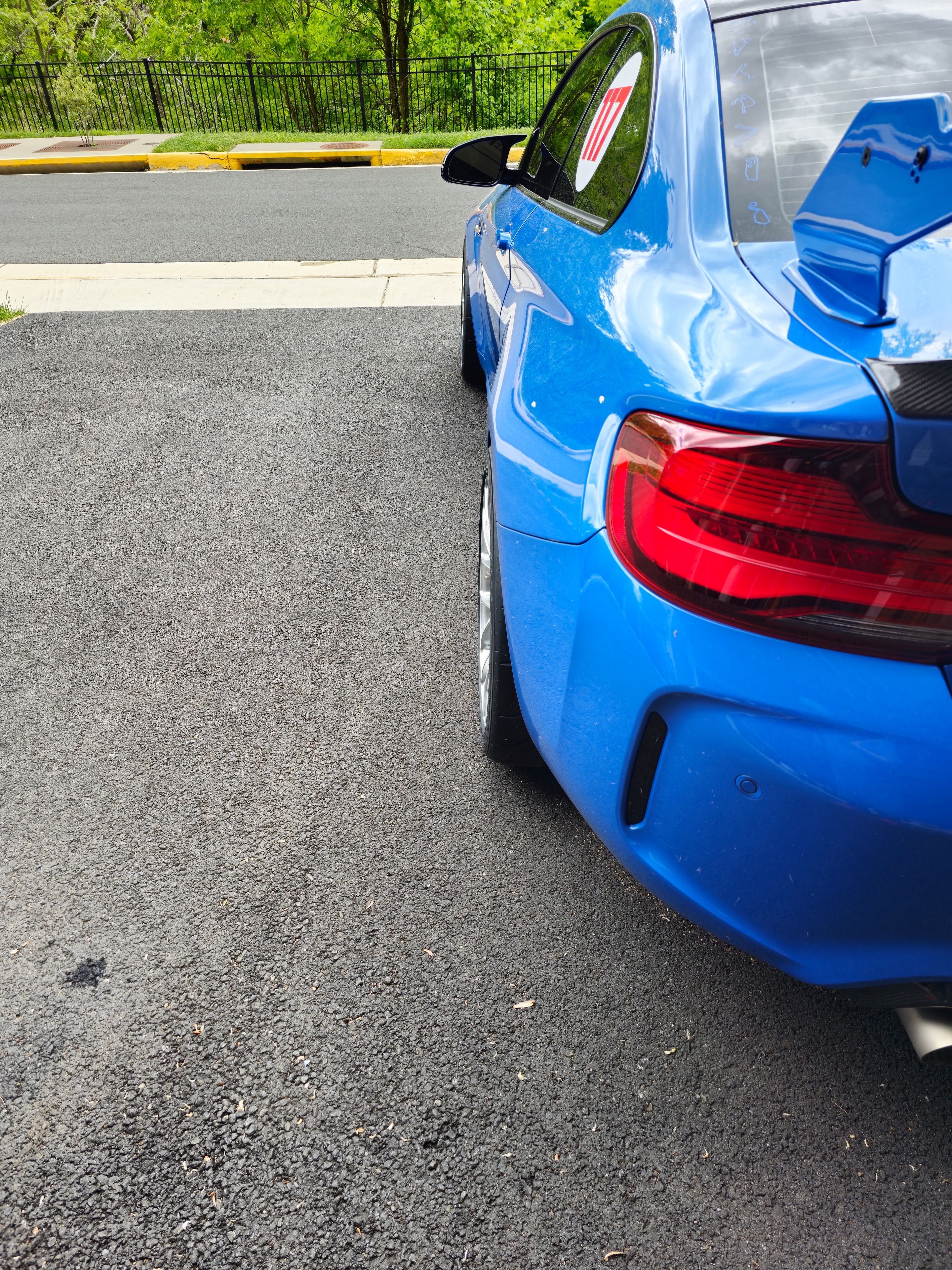 Blue BMW F87 M2 with 19" EC-7RS Apex wheels in Brushed Clear