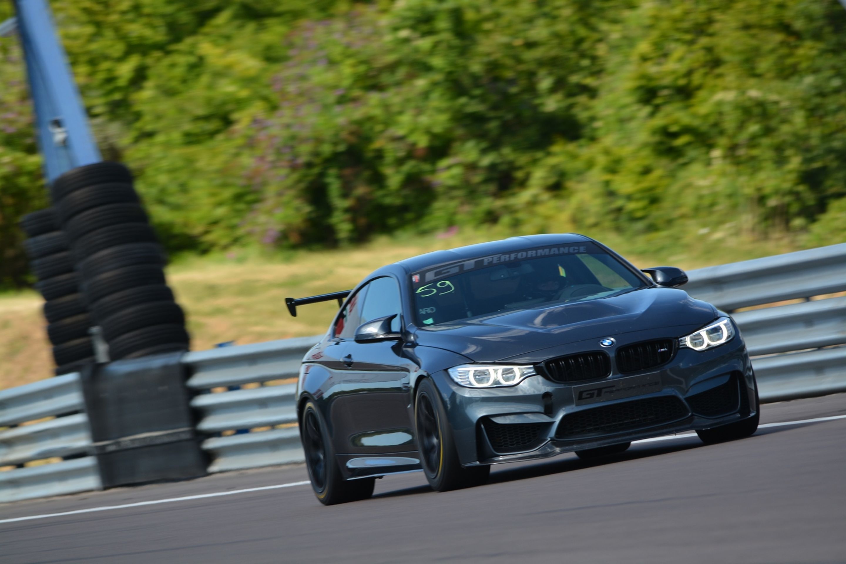 Grey BMW F82 Coupe M4 with 18" EC-7 Apex wheels in Satin Black