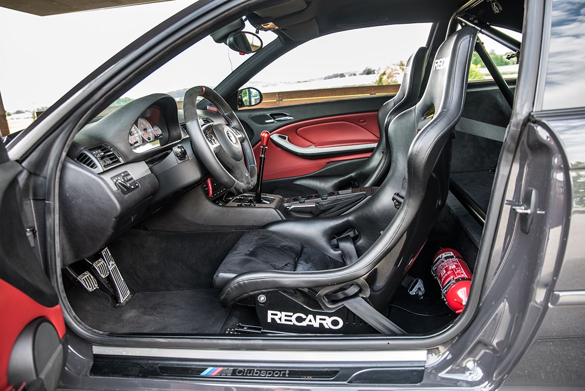 Grey BMW E46 M3 with 19" ARC-8 Apex wheels in Race Silver