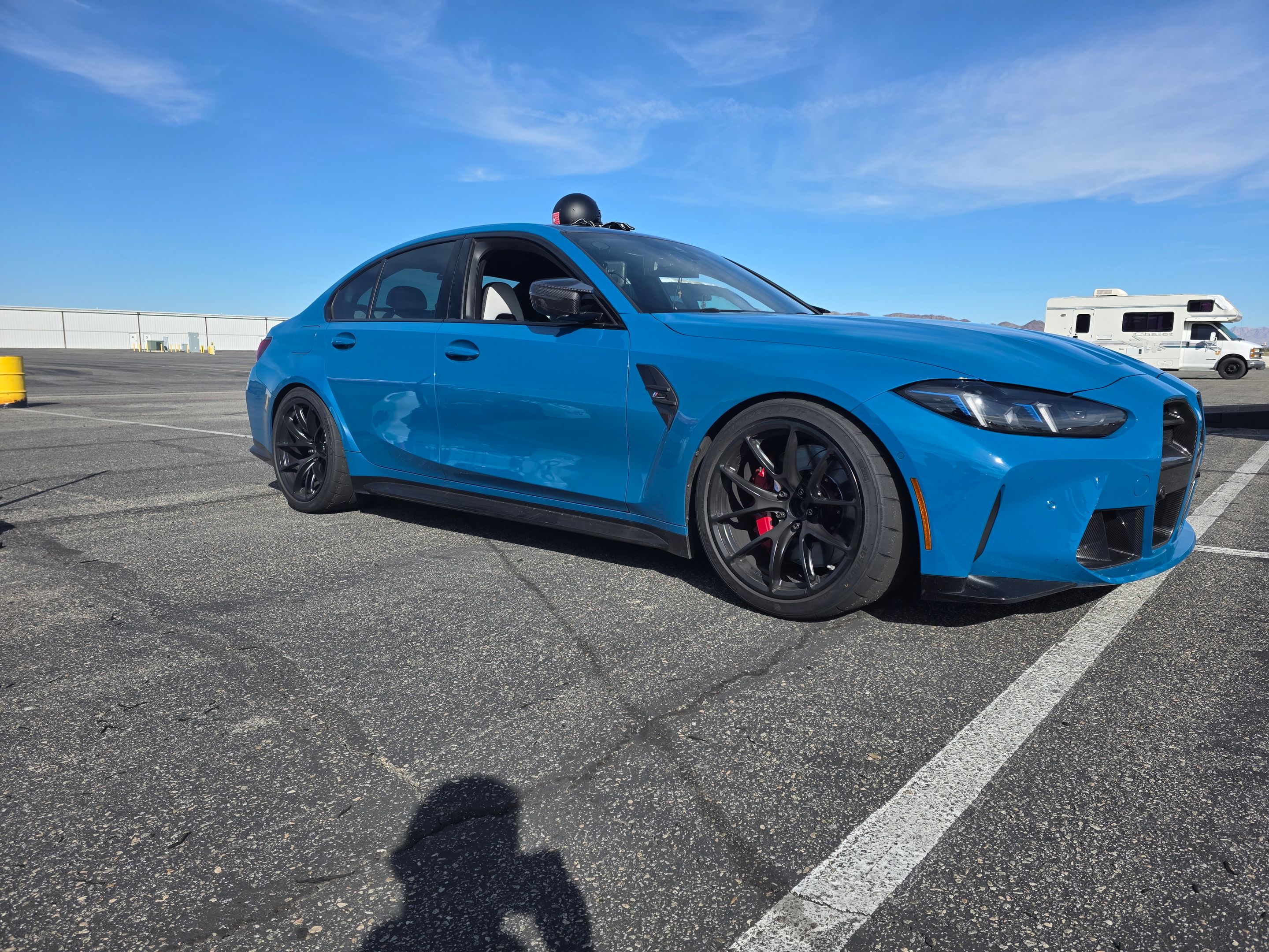 Blue BMW G80 M3 with 19" VS-5RE Apex wheels in Satin Black