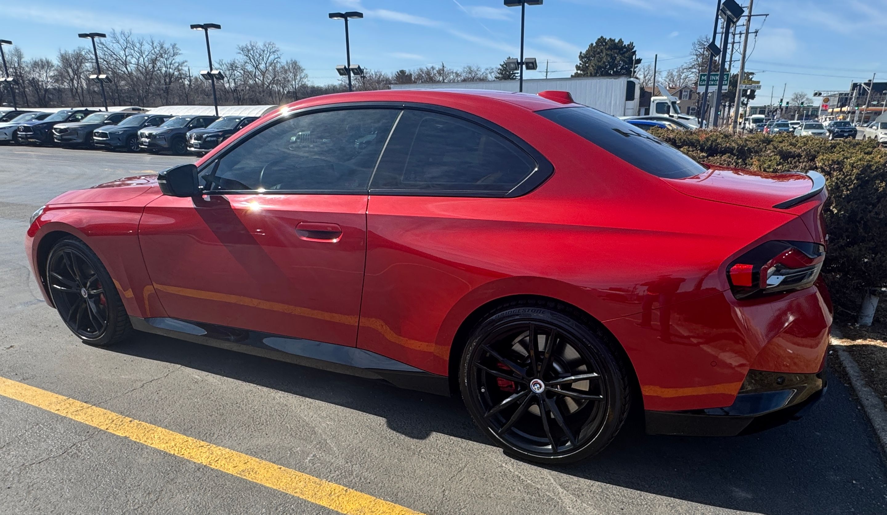Red BMW G42 2 Series with 19" VS-5 Apex wheels in Satin Black