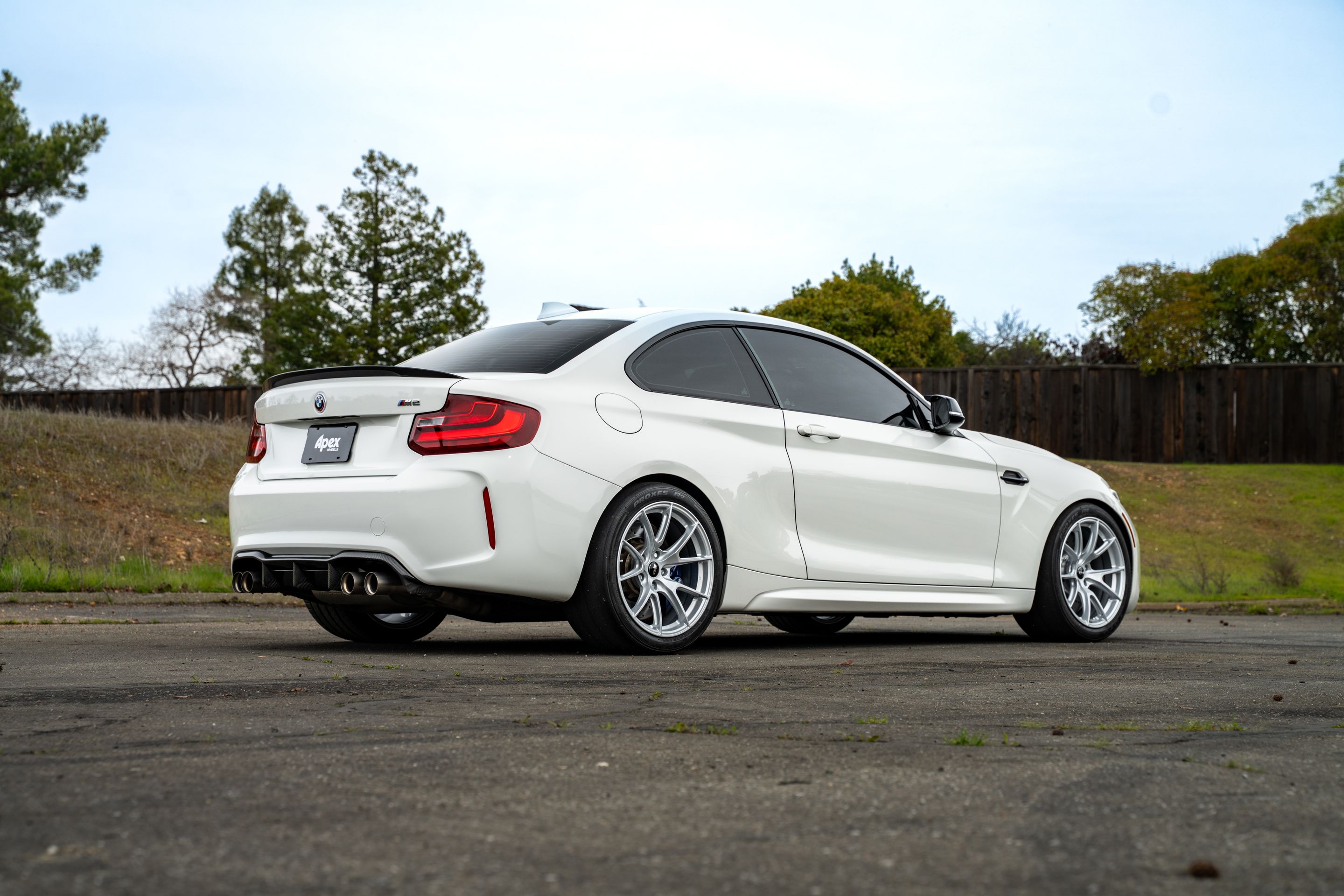 White BMW F87 M2 with 18" VS-5 Apex wheels in Race Silver