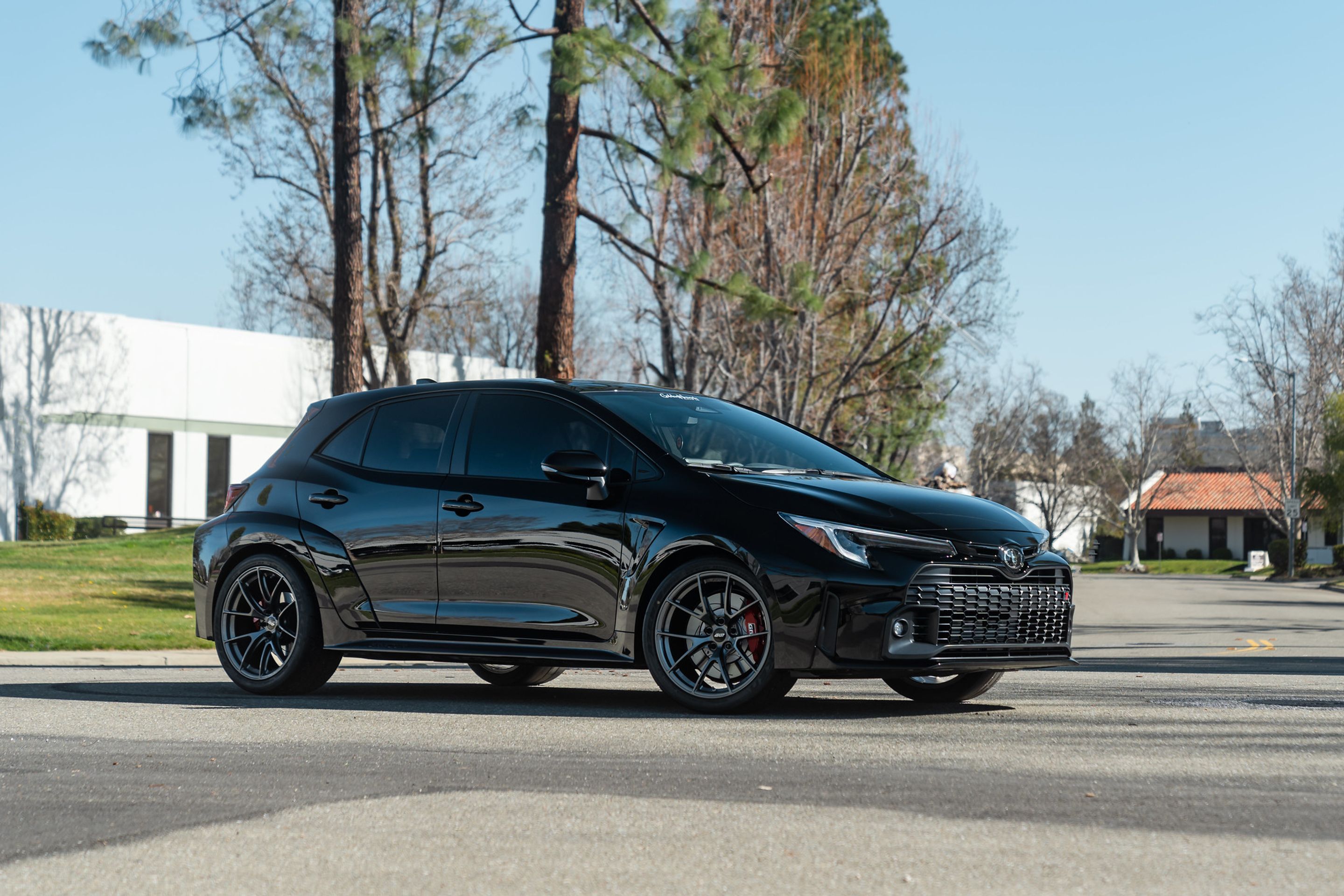 Black Toyota GR Corolla with 19" VS-5RS Apex wheels in Anthracite