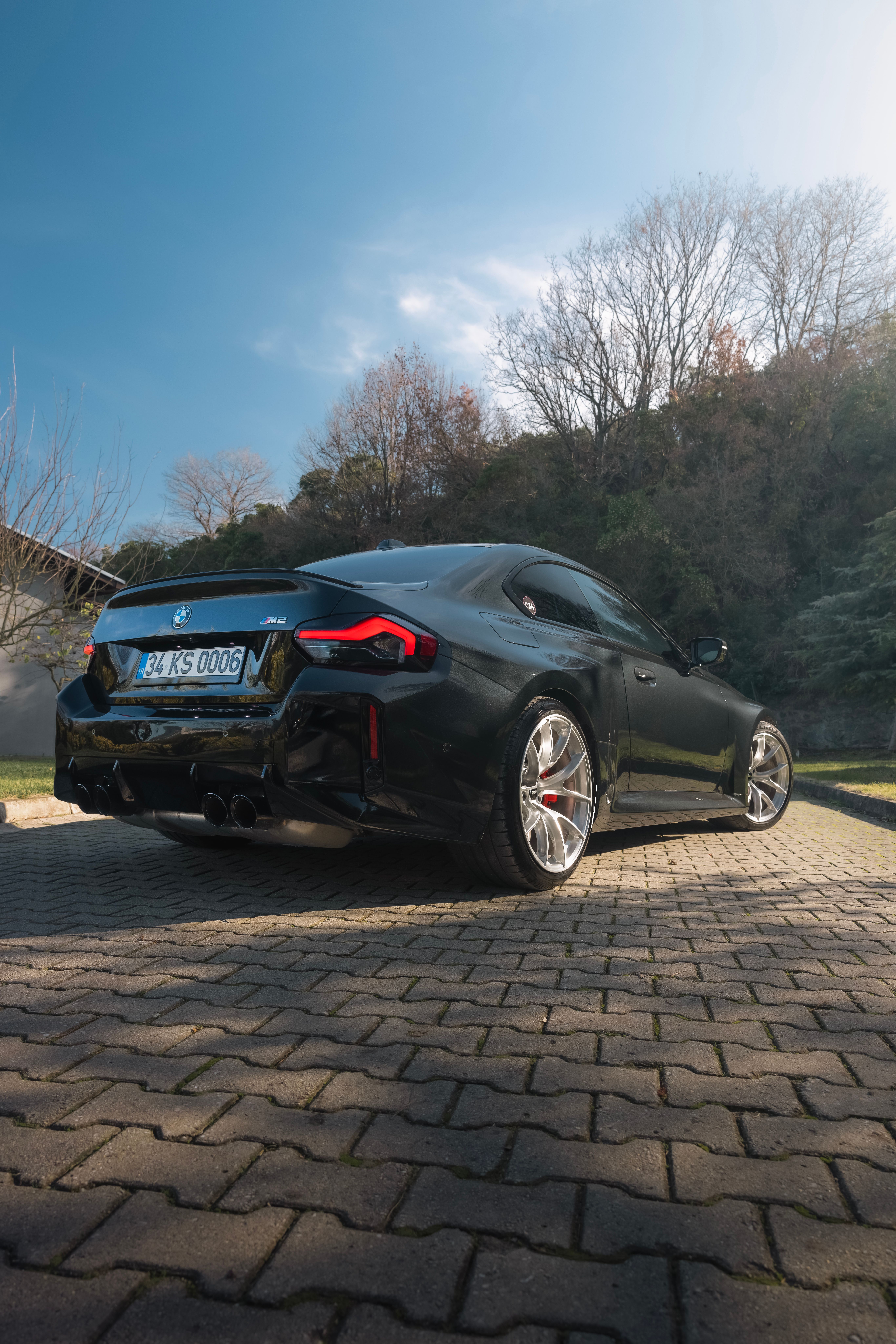 Black BMW G87 M2 with 19"/20" VS-5RS Apex wheels in Brushed Clear
