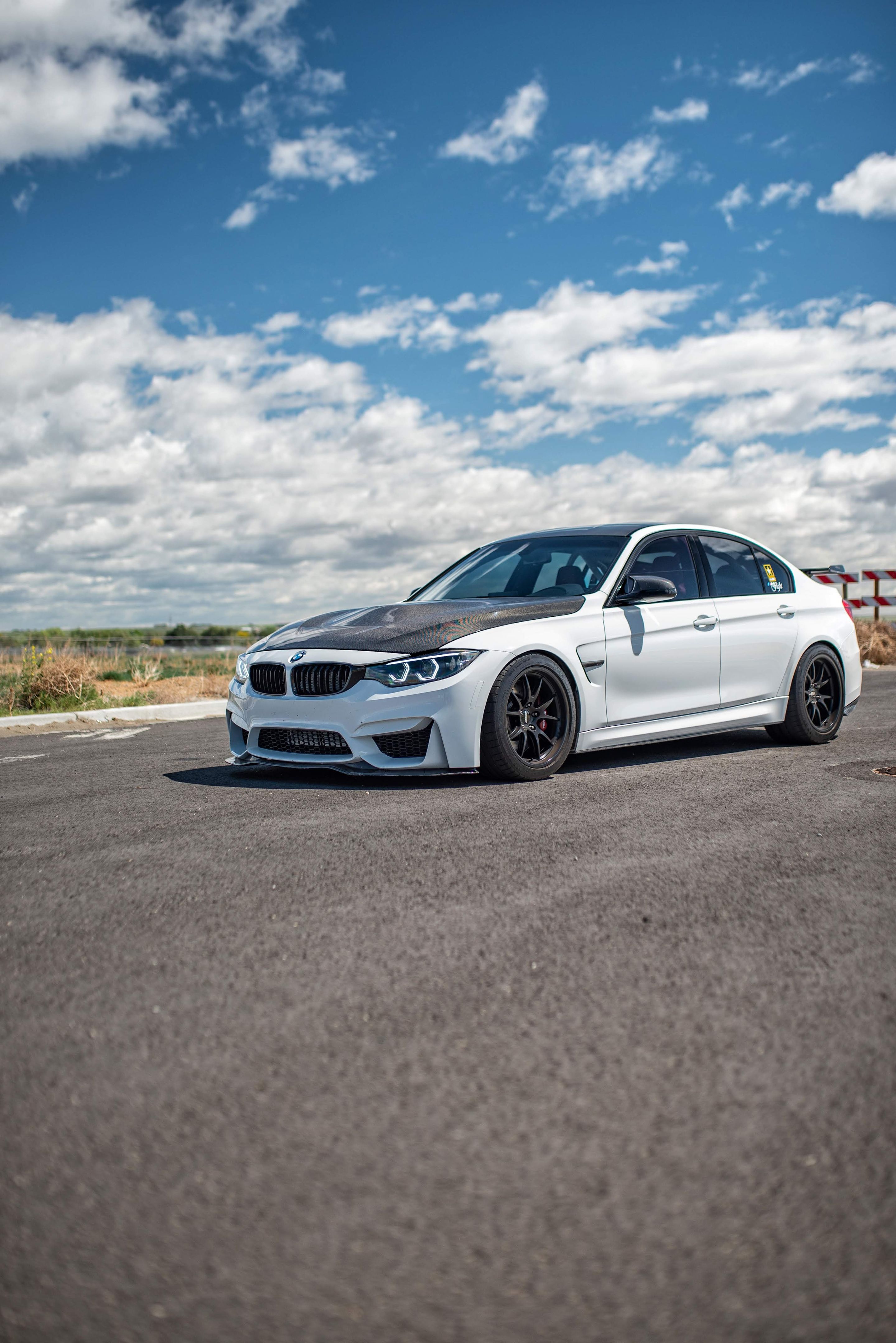 White BMW F80 M3 with 18" FL-5 Apex wheels in Satin Black
