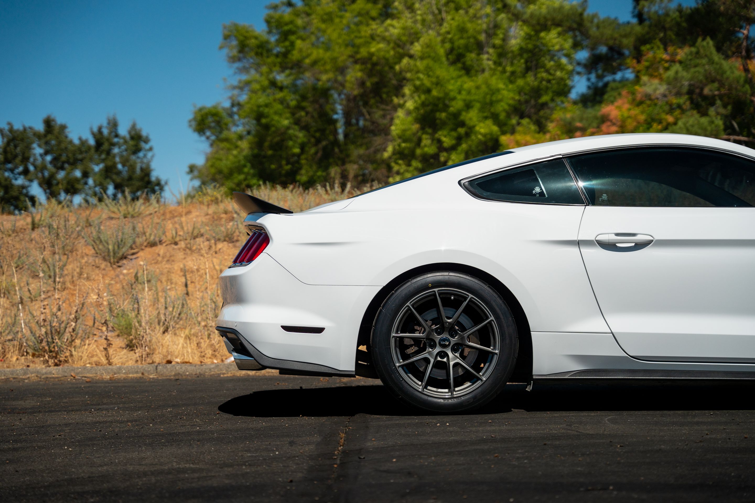 White Ford S550 Mustang GT with 18" VS-5 Apex wheels in Anthracite