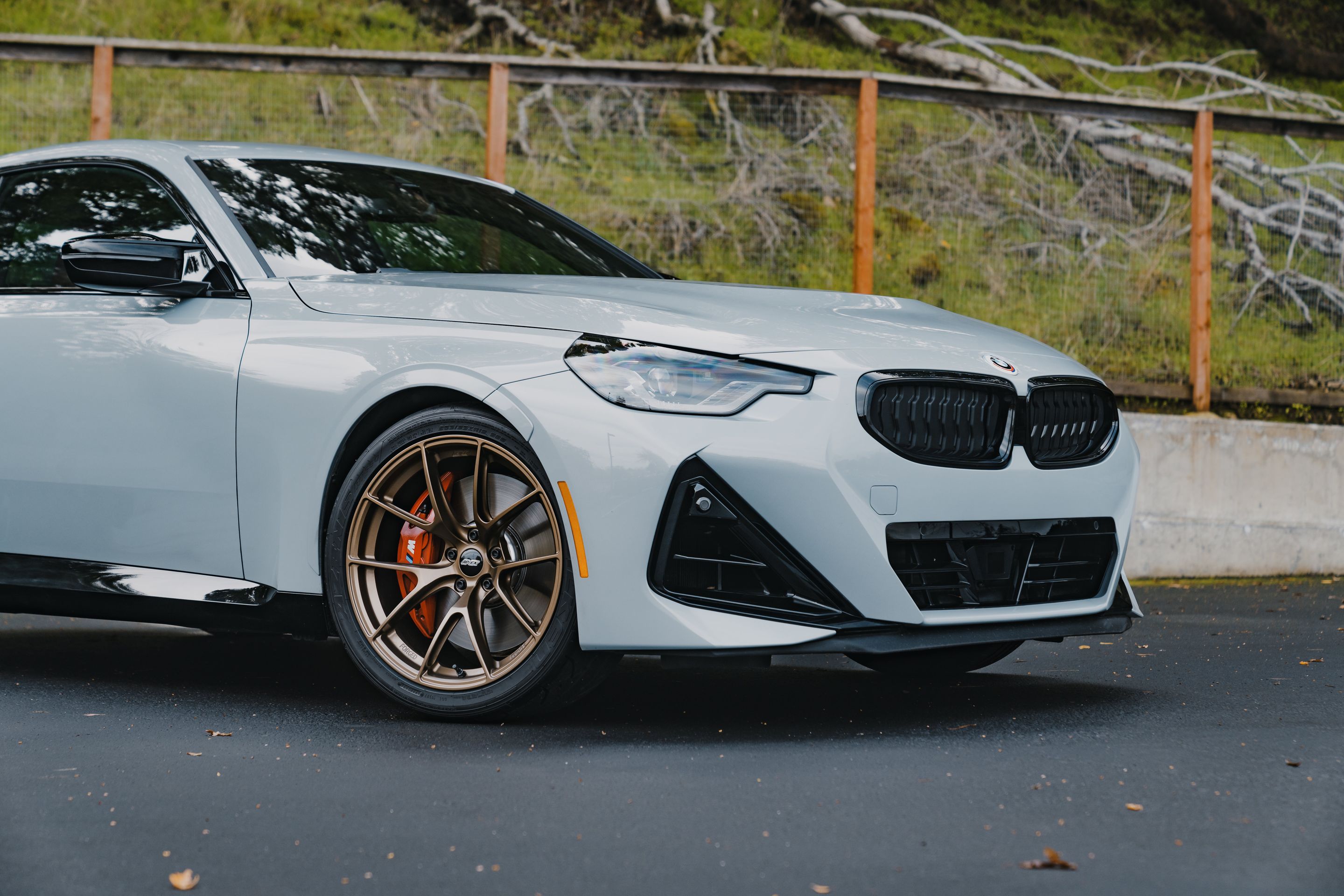 Grey BMW G42 2 Series with 19" VS-5RS Apex wheels in Satin Bronze