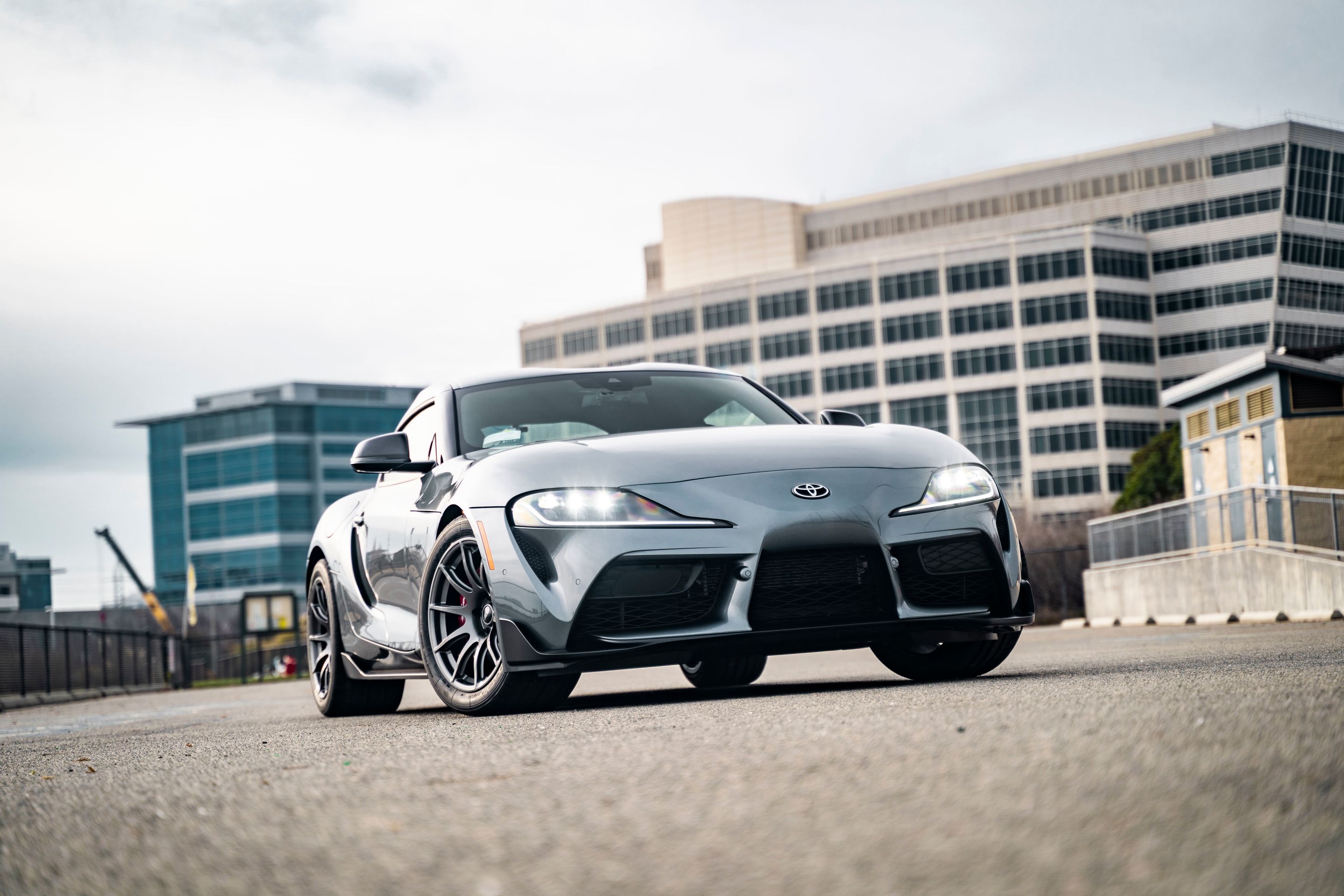 Grey Toyota GR Supra with 18" SM-10 Apex wheels in Anthracite