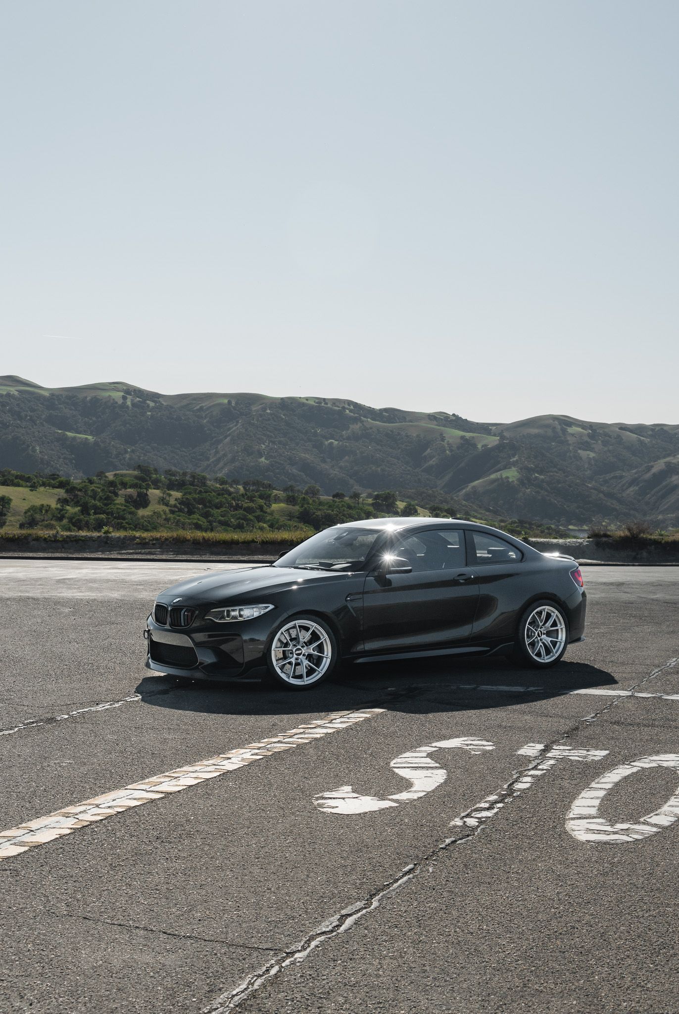 Black BMW F87 M2 with 19" VS-5RS Apex wheels in Brushed Clear