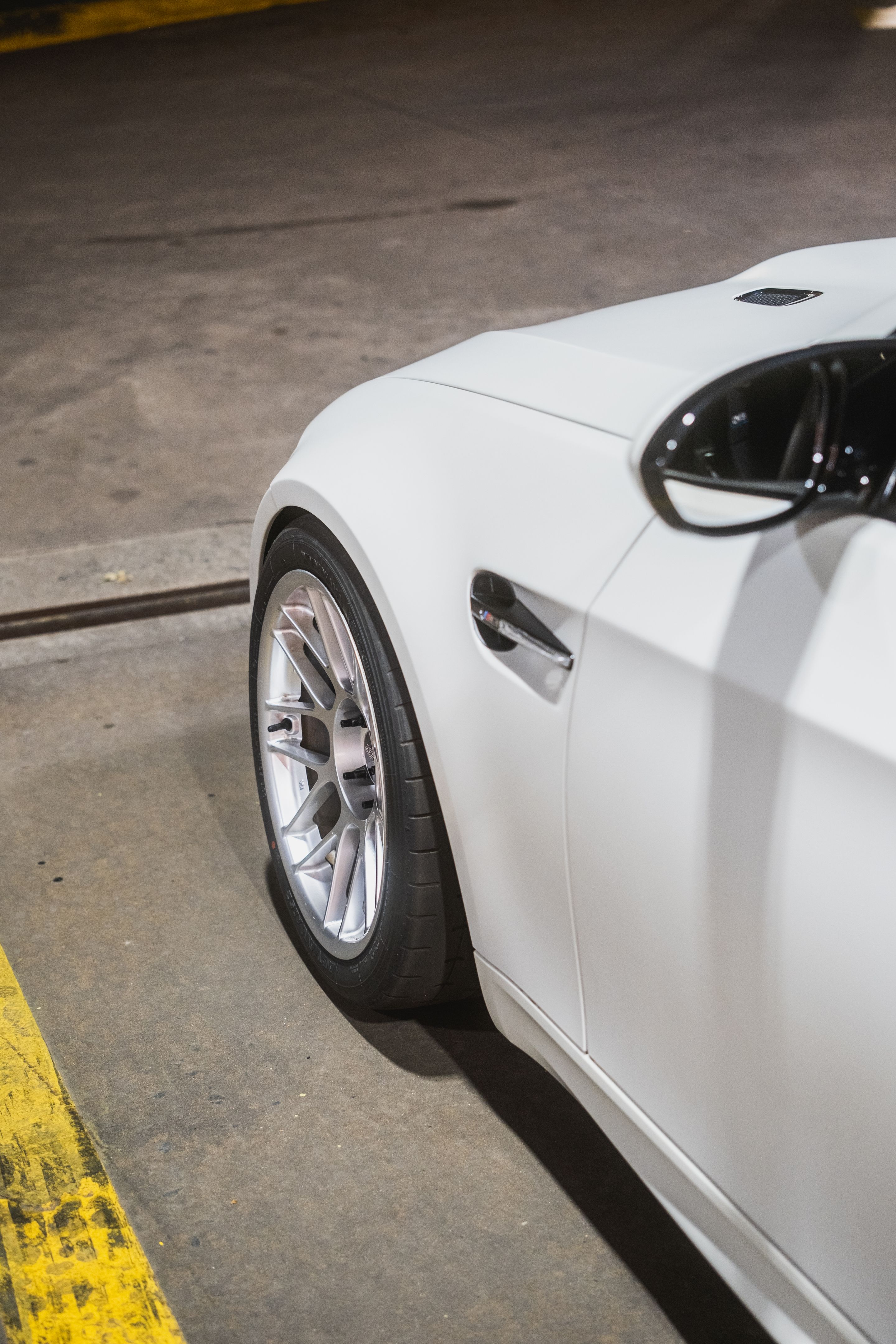 White BMW E92 Coupe M3 with 18" ARC-8 Apex wheels in Race Silver