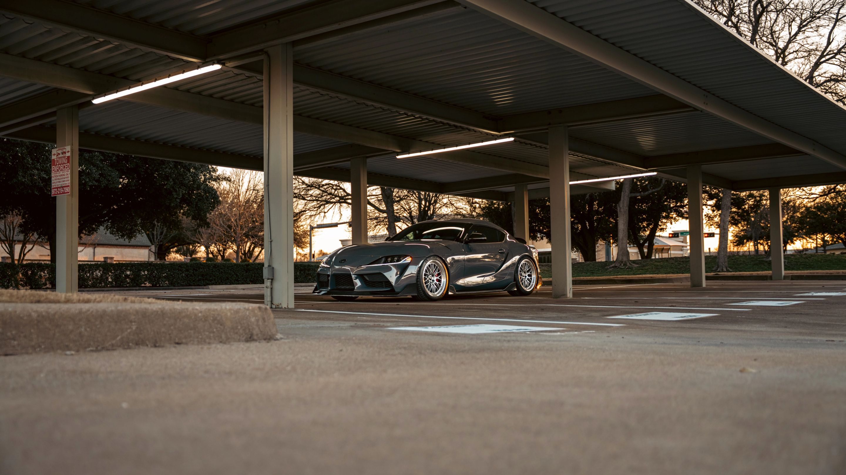 Grey Toyota GR Supra with 19" ML-10RT Apex wheels in Machined Lip Race Silver