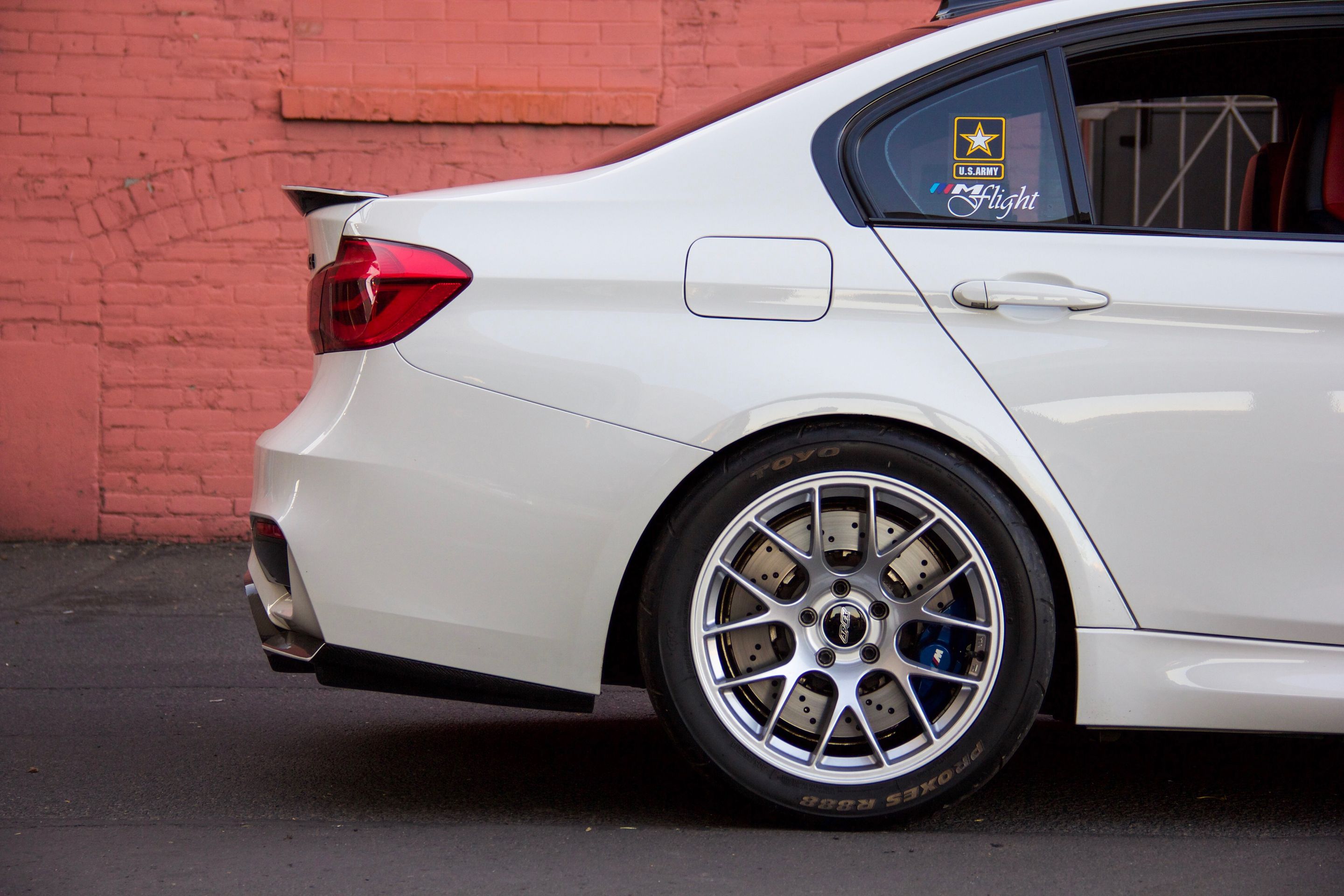 White BMW F80 M3 with 18" EC-7 Apex wheels in Race Silver