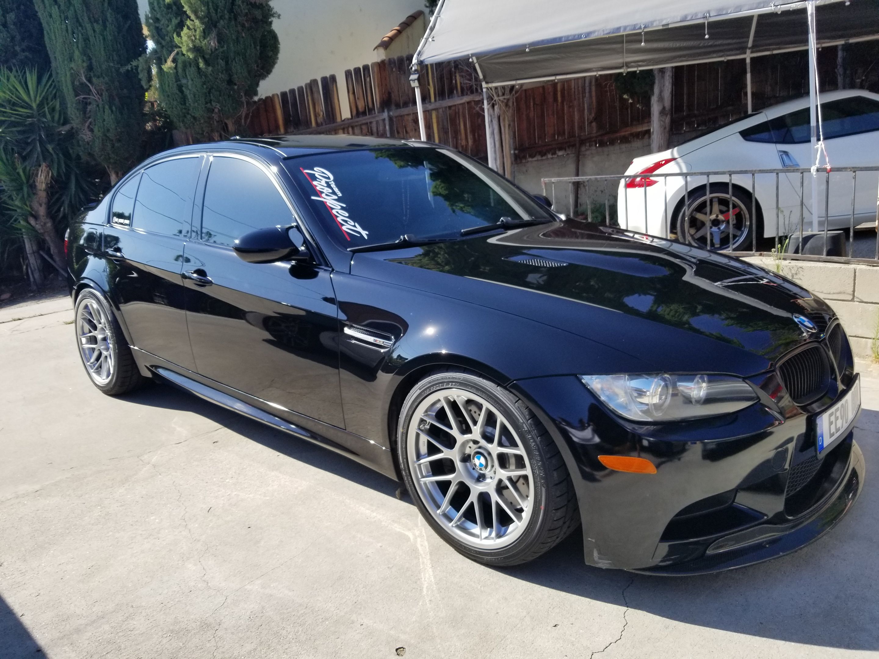 Black BMW E90 Sedan M3 with 18" ARC-8 Apex wheels in Hyper Black