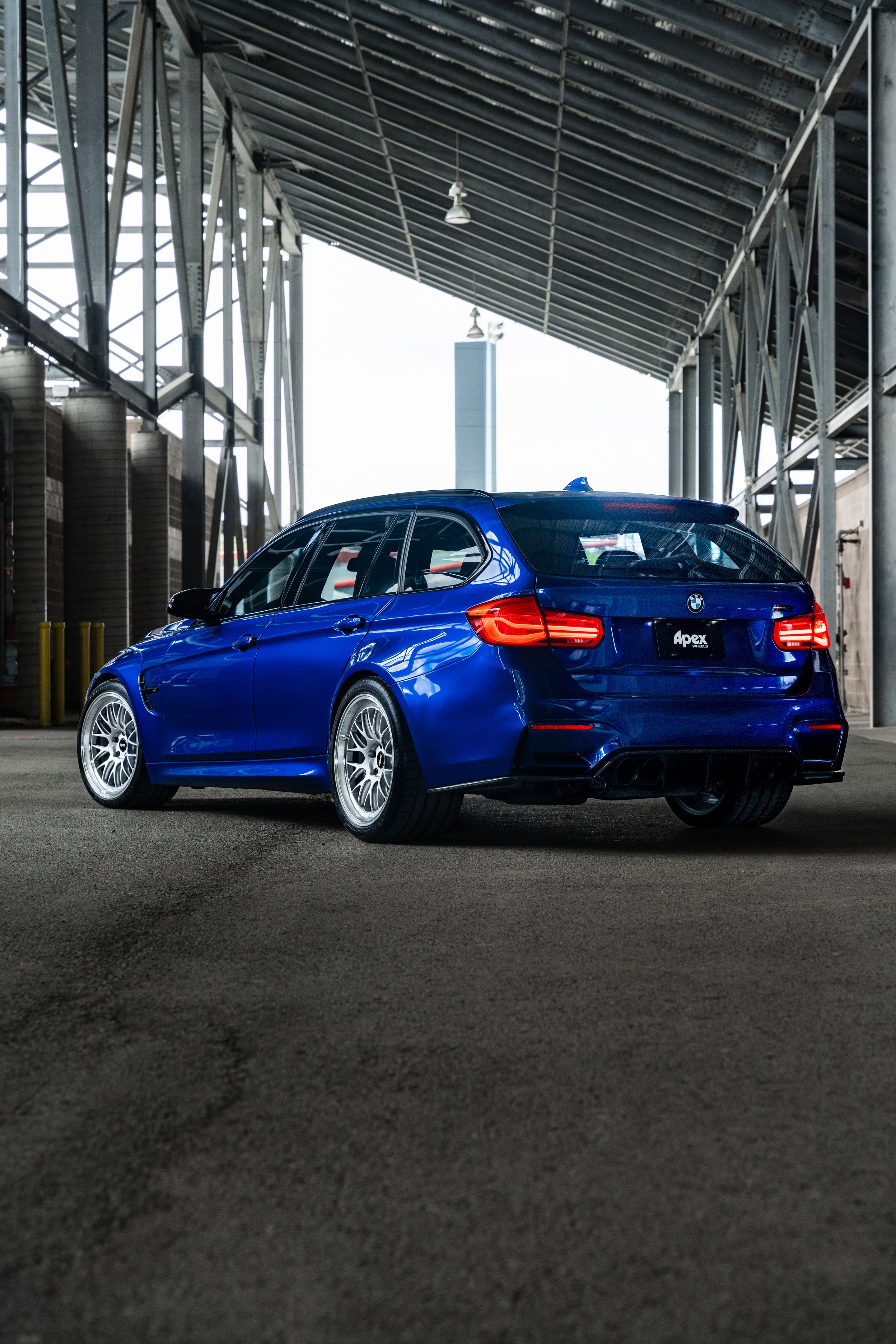 Blue BMW F80 M3 with 19" ML-10RT Apex wheels in Machined Lip Race Silver