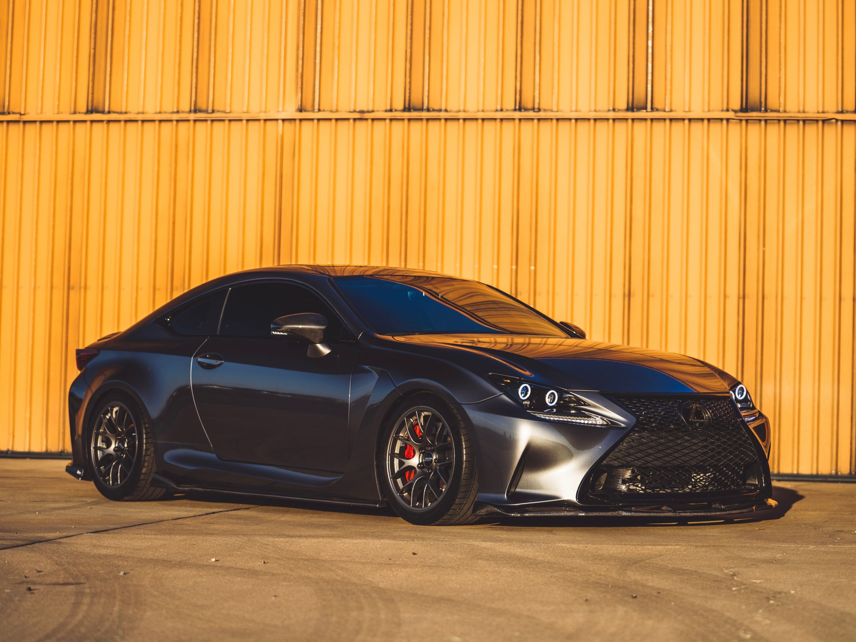 Grey Lexus USC10 RC-F with 18" EC-7 Apex wheels in Anthracite