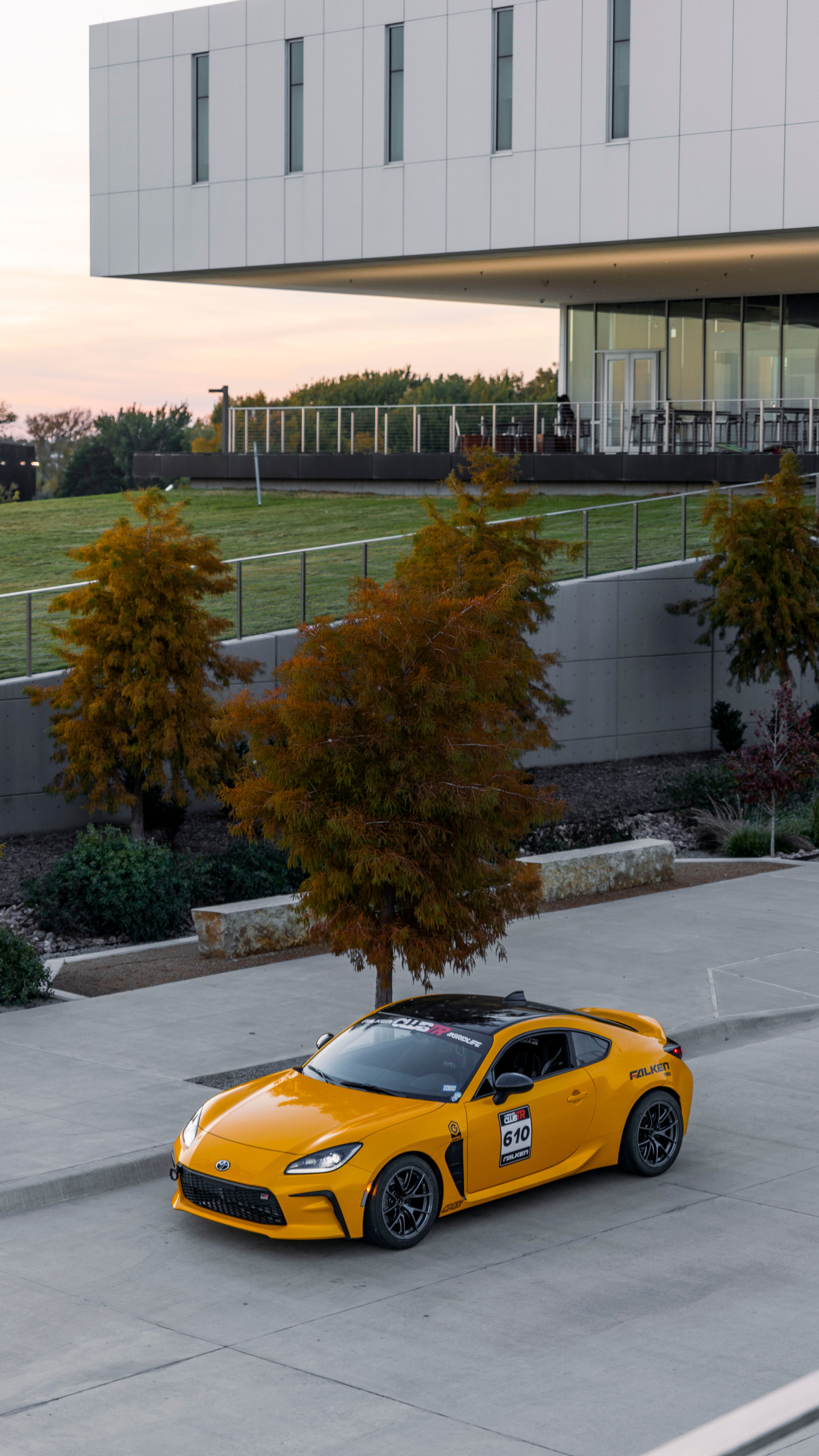 Yellow Toyota GR86 with 17" VS-5RS Apex wheels in Anthracite