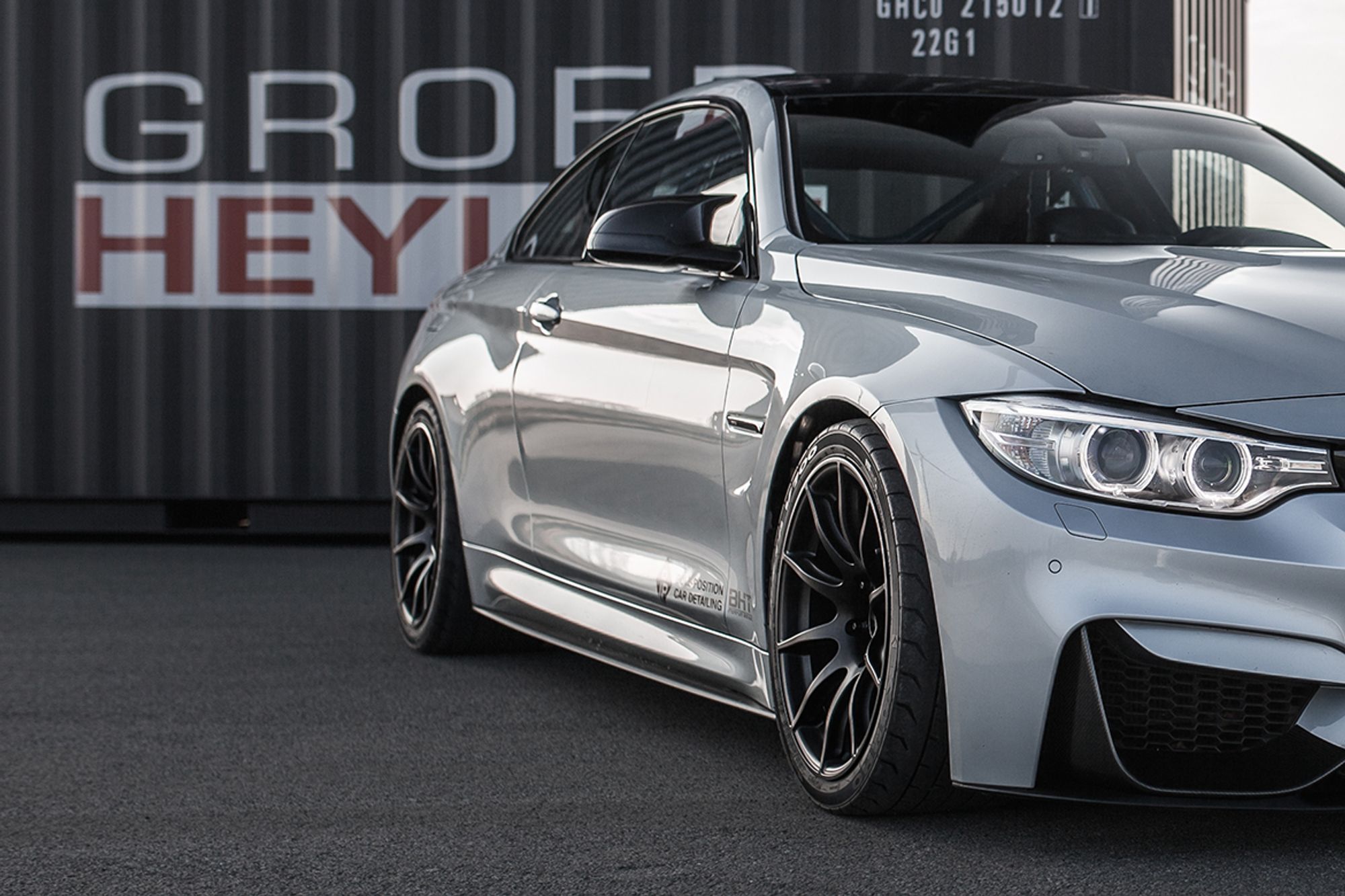 Silver BMW F82 Coupe M4 with 18" SM-10 Apex wheels in Satin Black