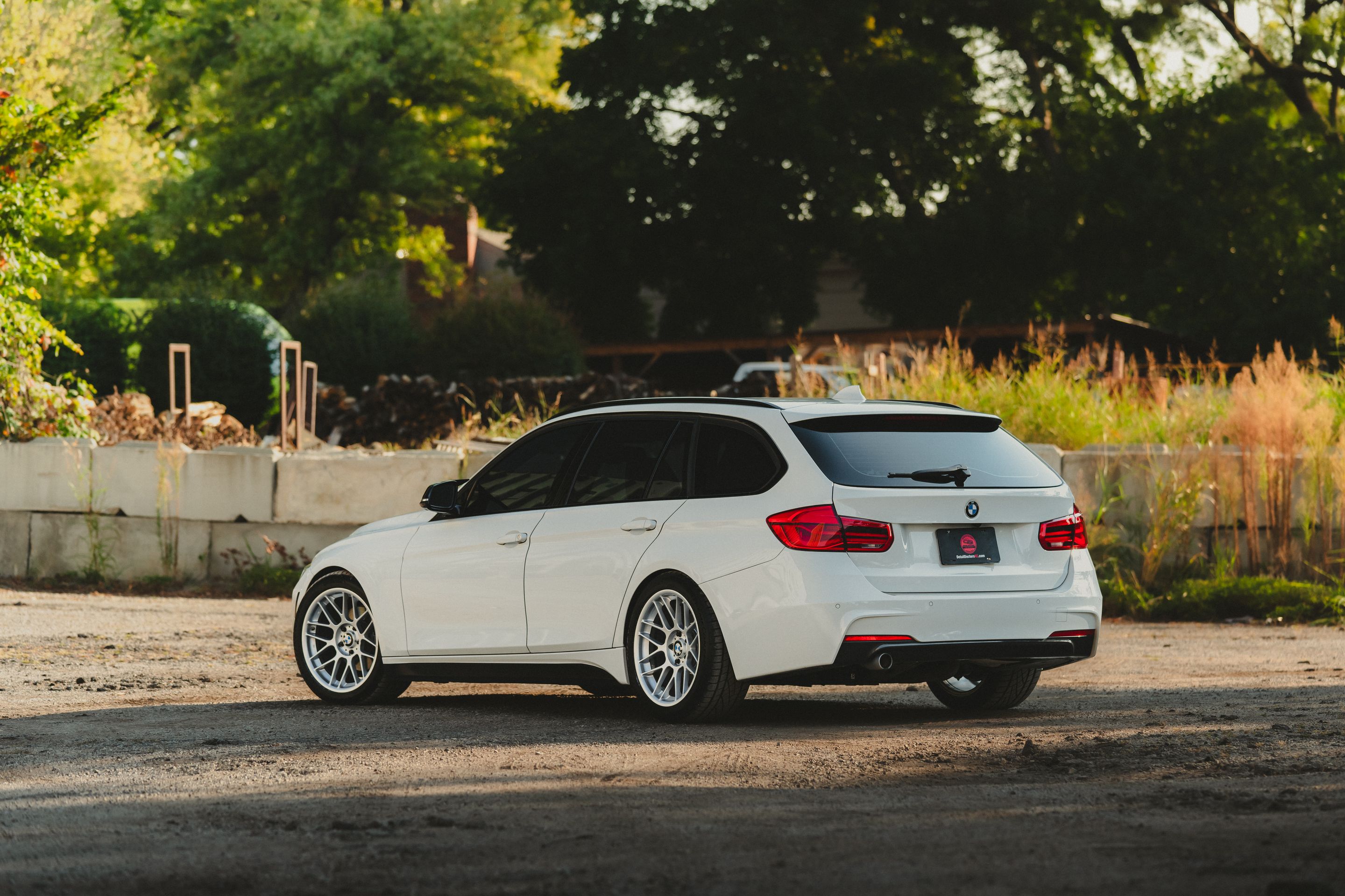White BMW F31 Wagon 3 Series with 18" ARC-8 Apex wheels in Race Silver