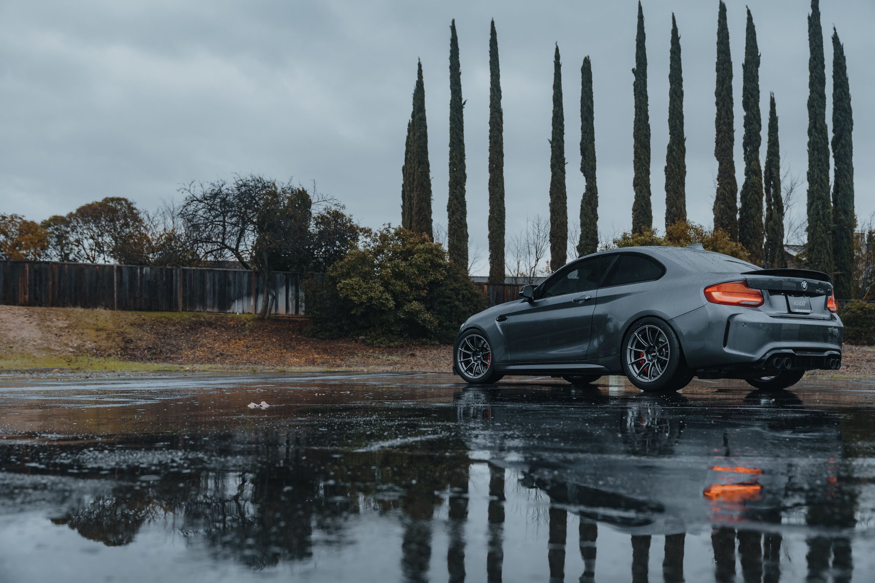 Grey BMW F87 M2 with 18" SM-10RS Apex wheels in Anthracite