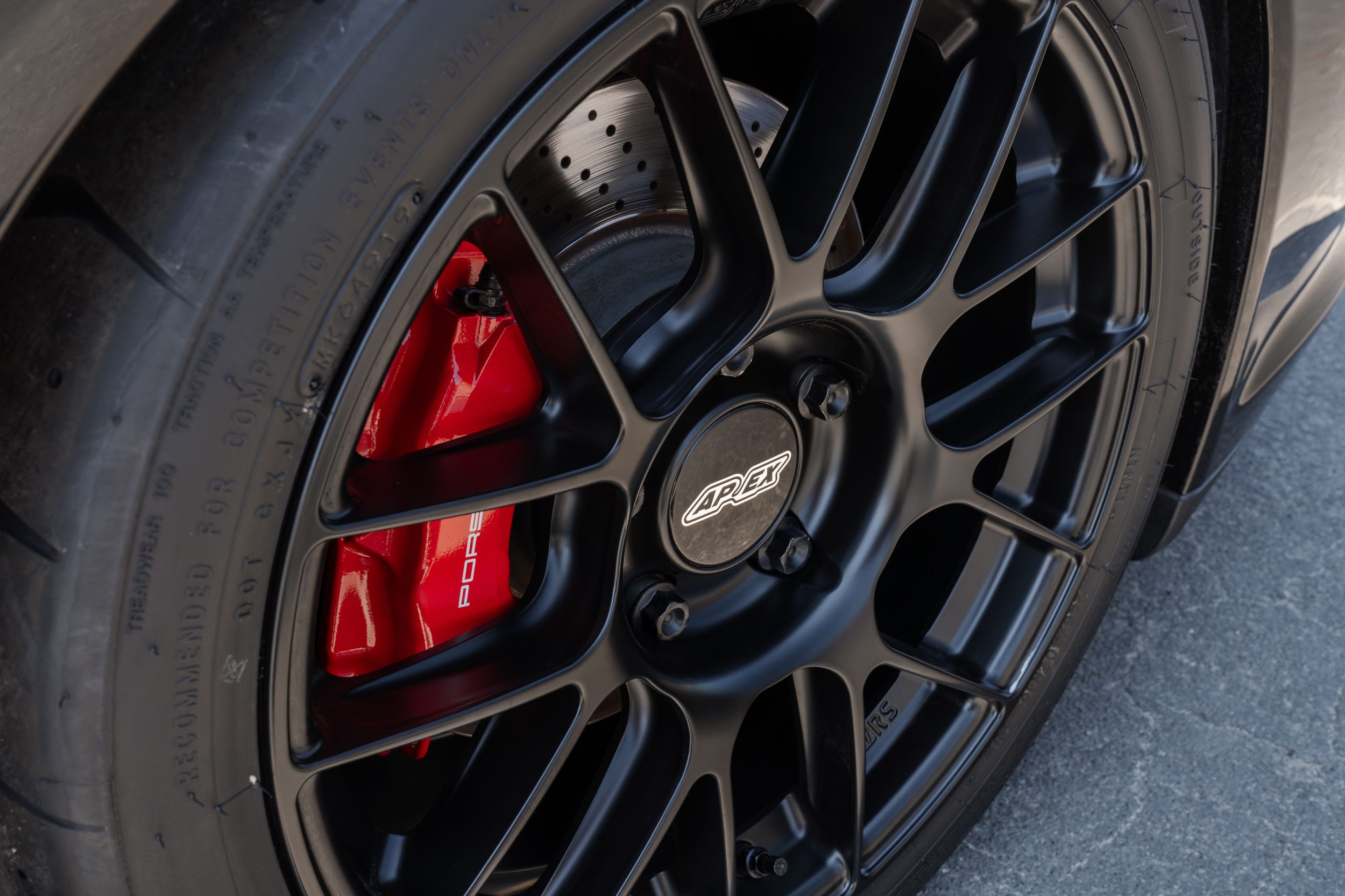 Black Porsche 911 997 Carrera 4S with 18" EC-7RS Apex wheels in Satin Black