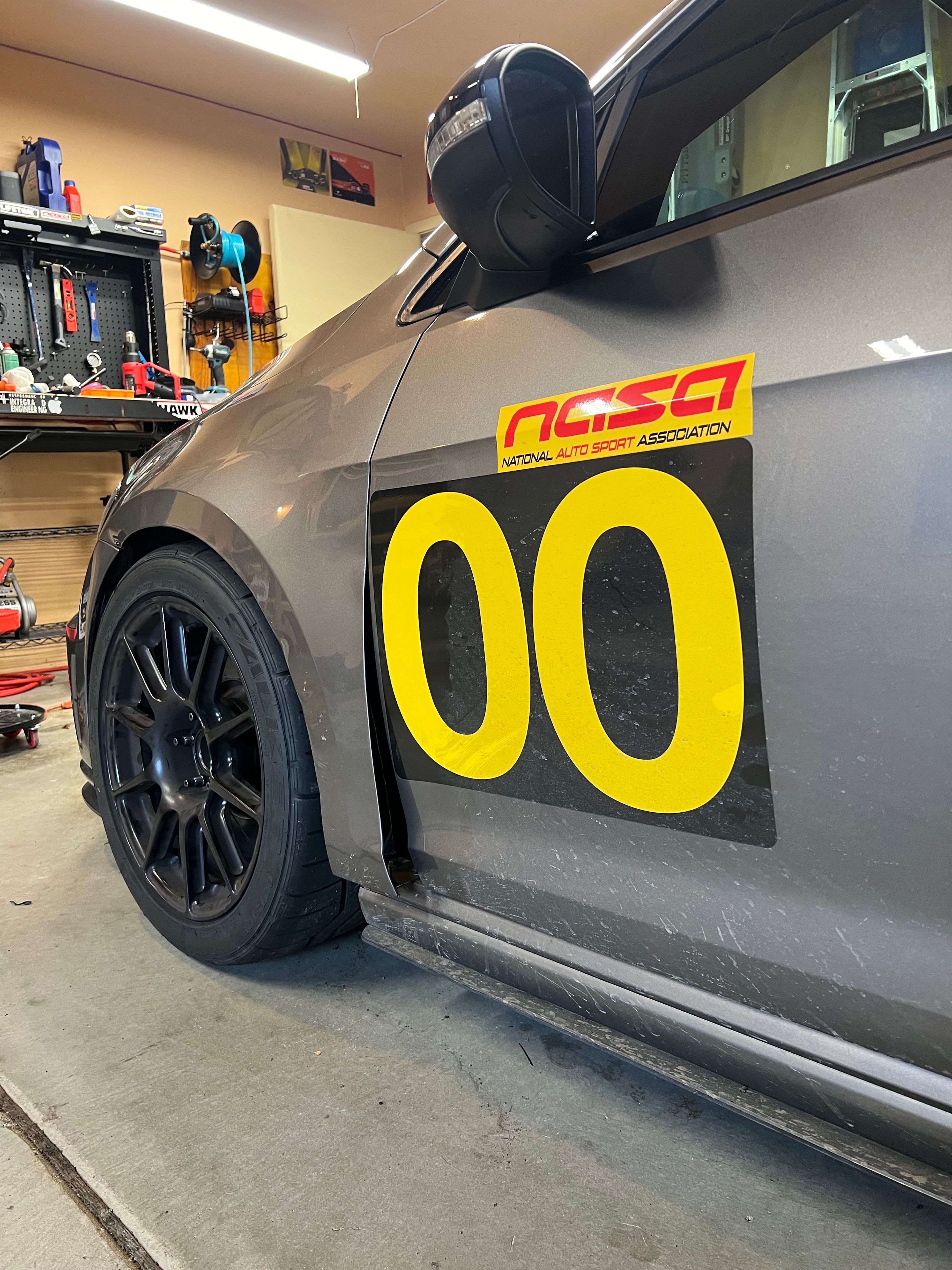 Grey VW MK7 Golf R with 17" SM-10 Apex wheels in Satin Black