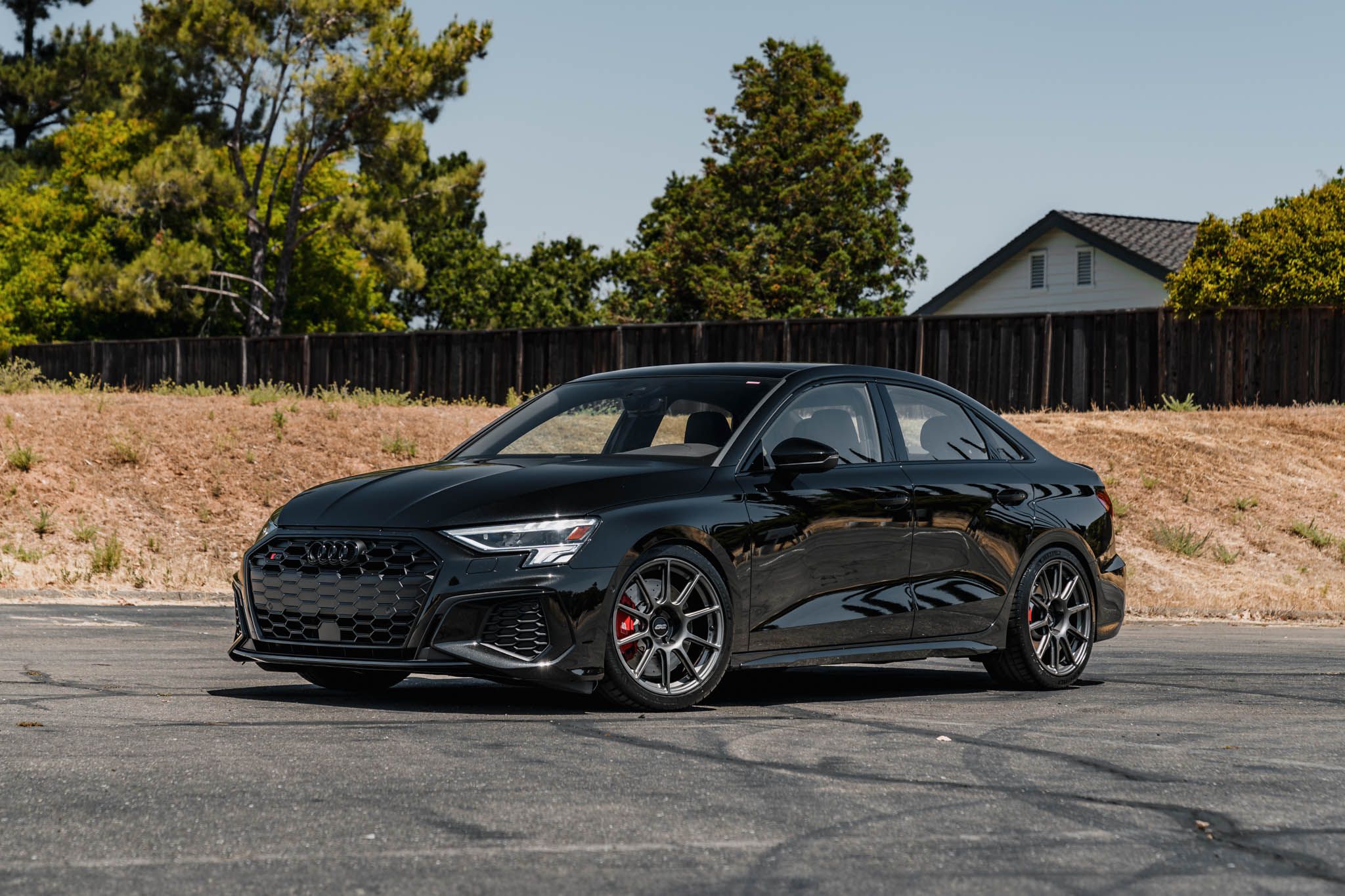 Black Audi 8Y S3 with 18" SM-10 Apex wheels in Anthracite