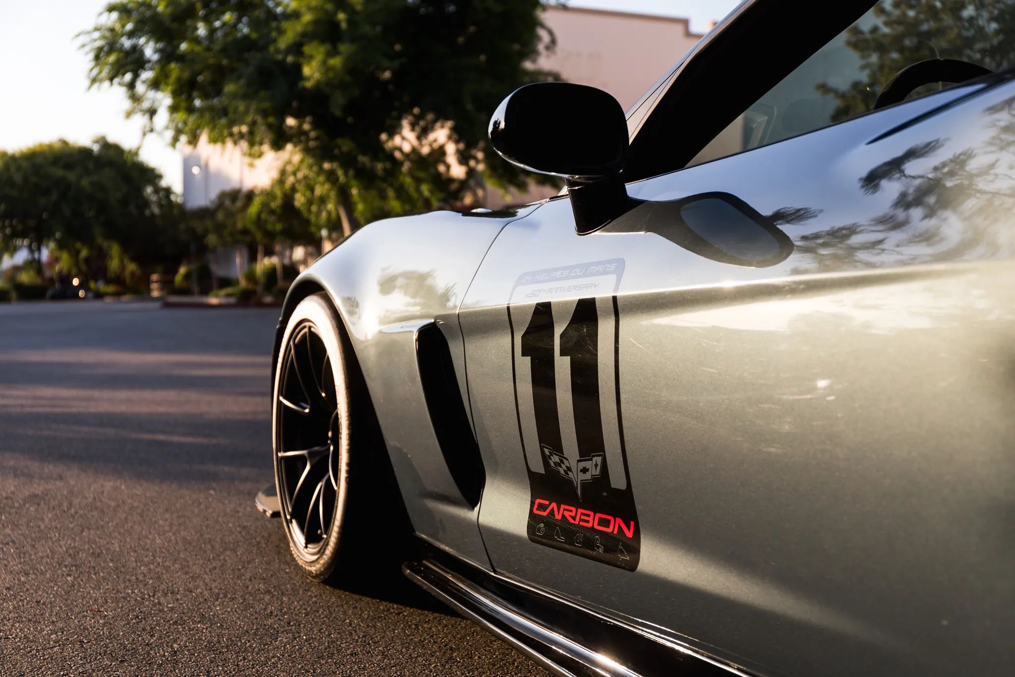 Blue Chevrolet C6 Corvette Z06 with 18" VS-5RS Apex wheels in Satin Black