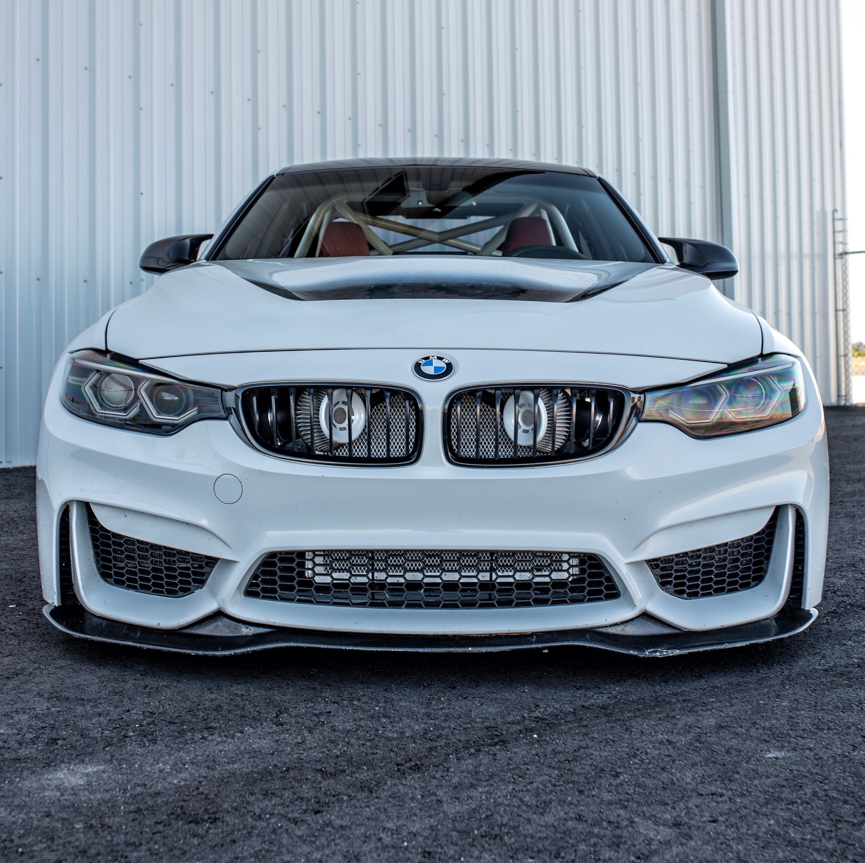 White BMW F80 M3 with 18" FL-5 Apex wheels in Satin Black