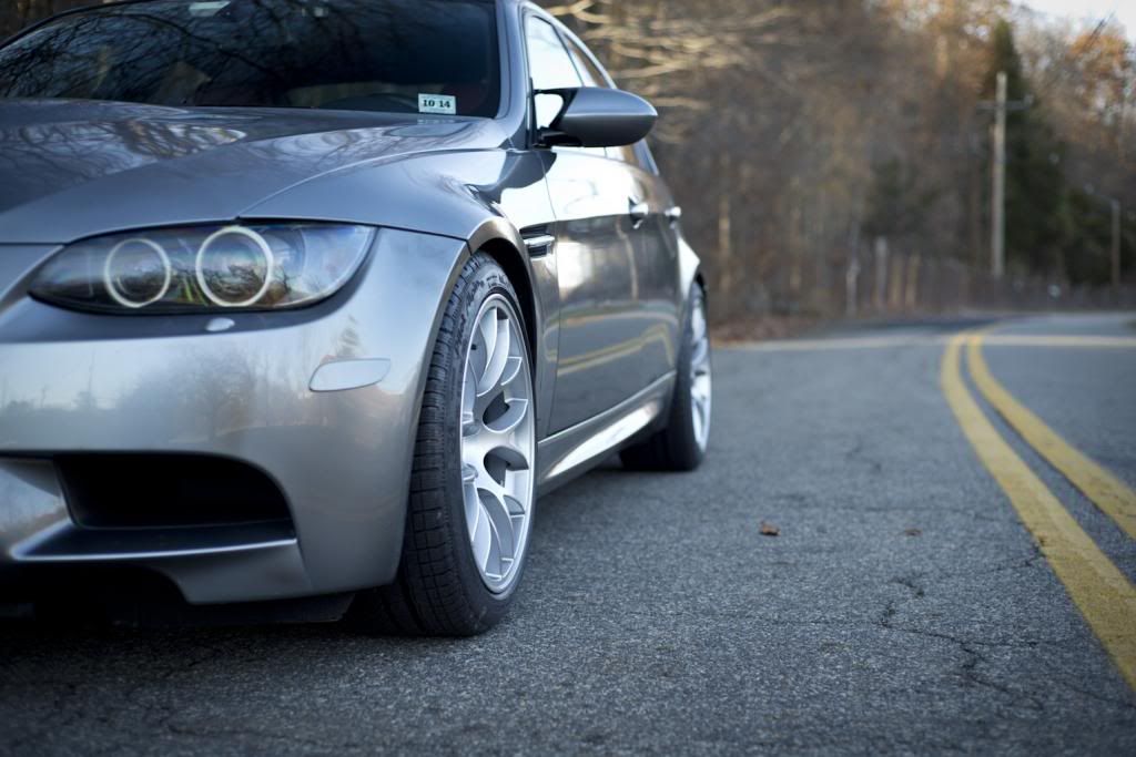 Grey BMW E90 Sedan M3 with 18" EC-7 Apex wheels in Race Silver