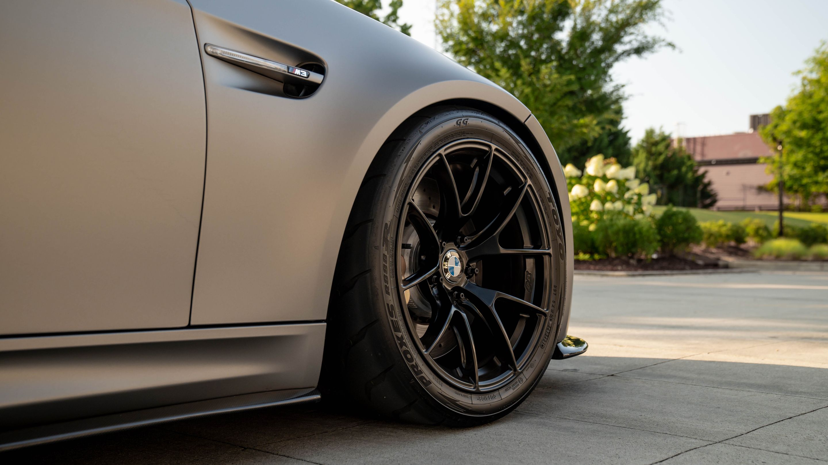 Grey BMW E92 Coupe M3 with 18" VS-5RS Apex wheels in Satin Black