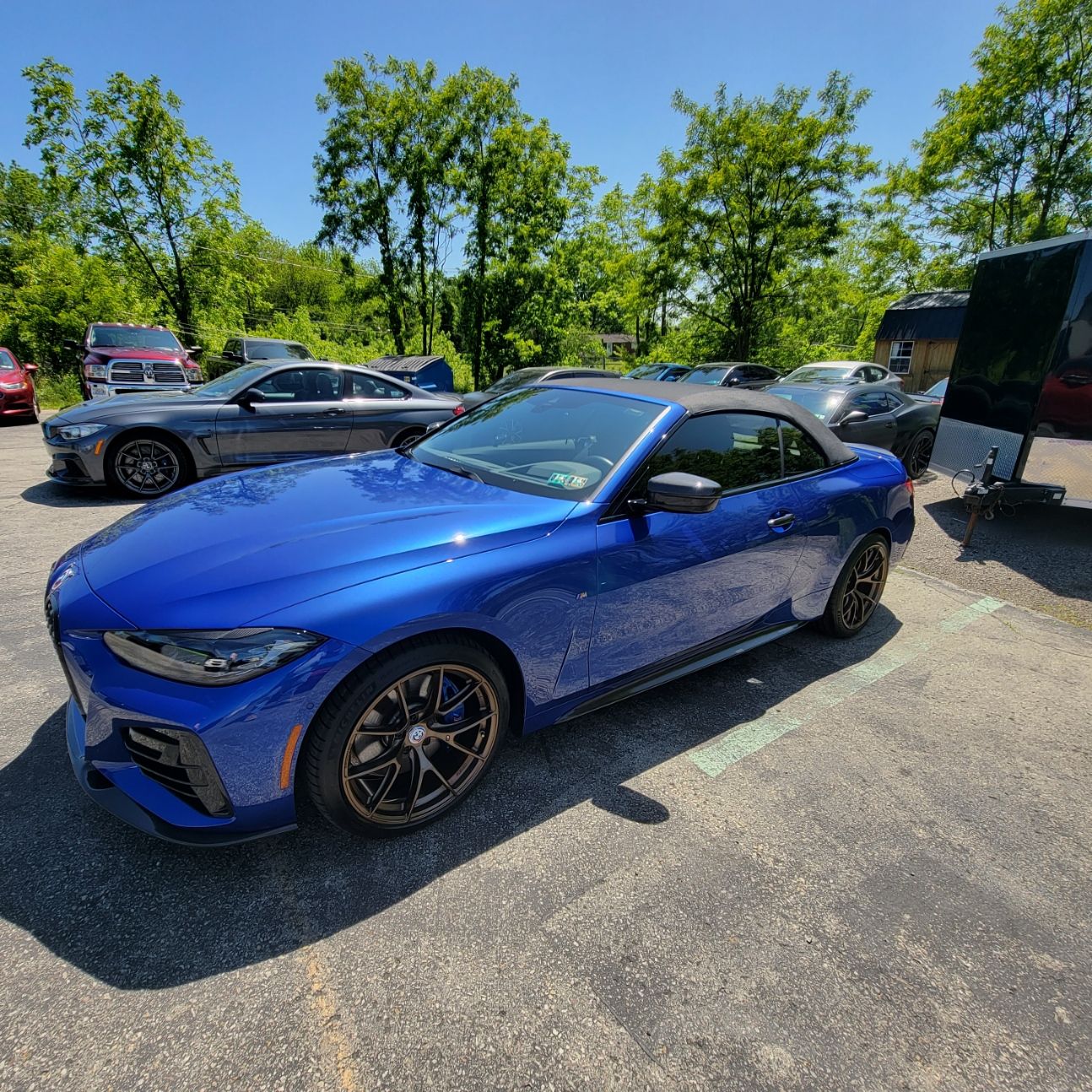 Blue BMW G23 Cabrio 4 Series with 19" VS-5RS Apex wheels in Satin Bronze