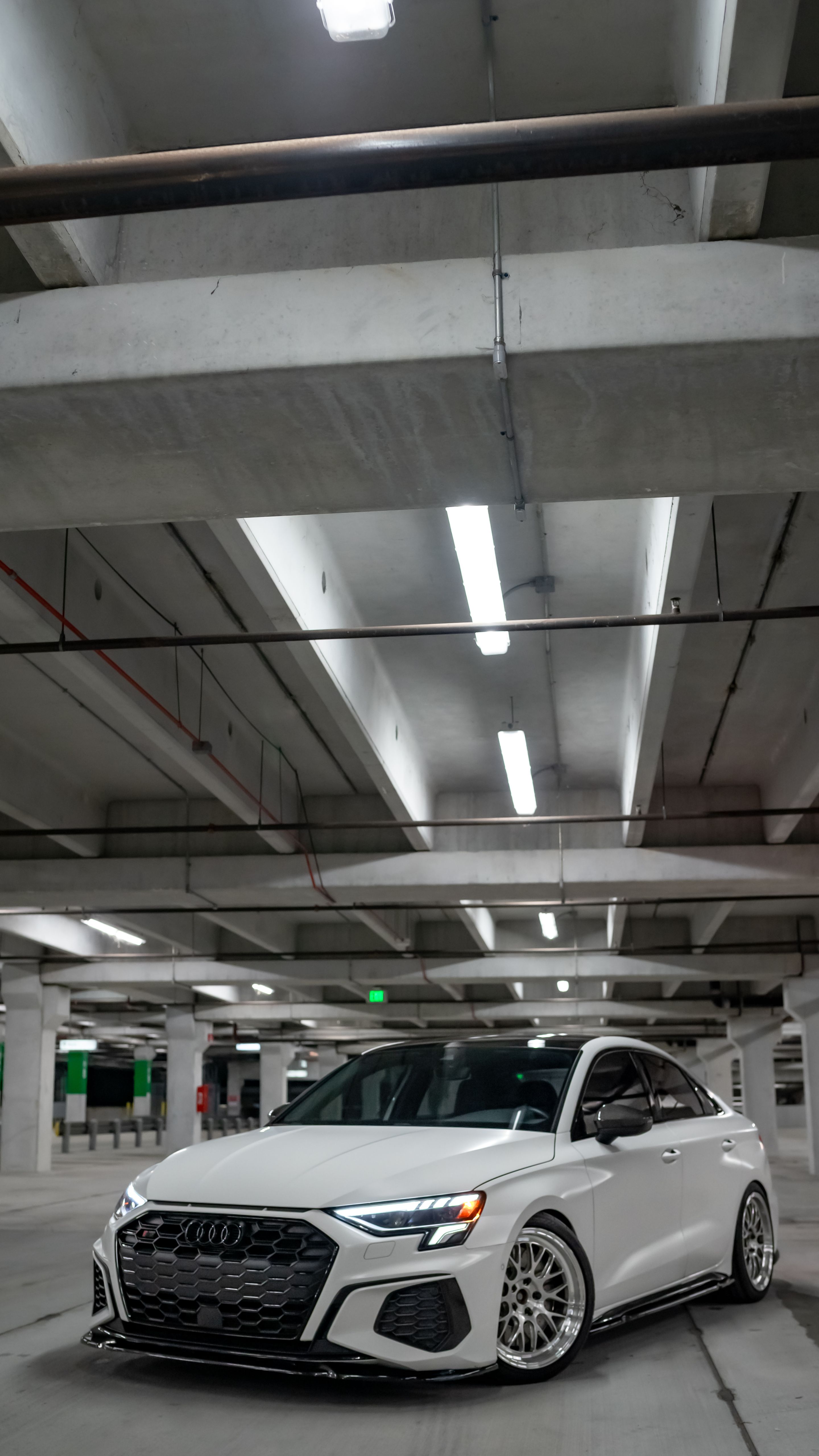 White Audi 8Y S3 with 18" ML-10RT Apex wheels in Machined Lip Brushed Clear