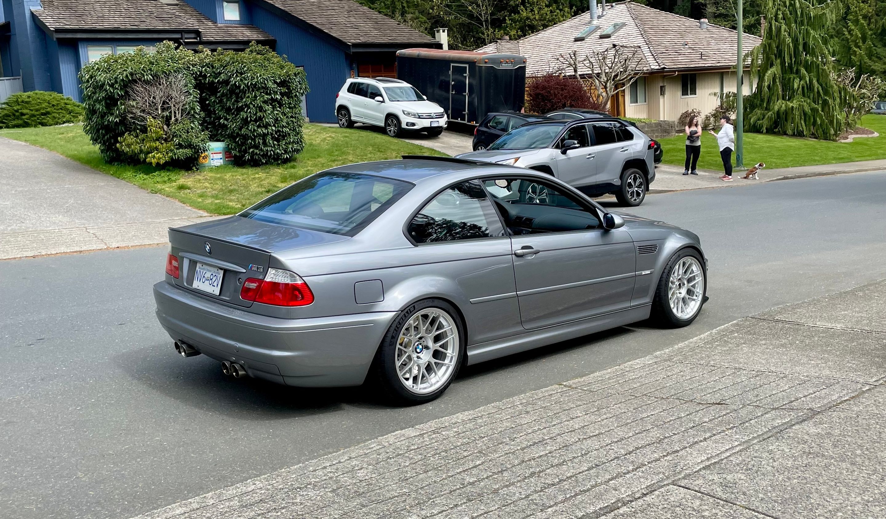 Silver BMW E46 M3 with 18" ARC-8 Apex wheels in Race Silver