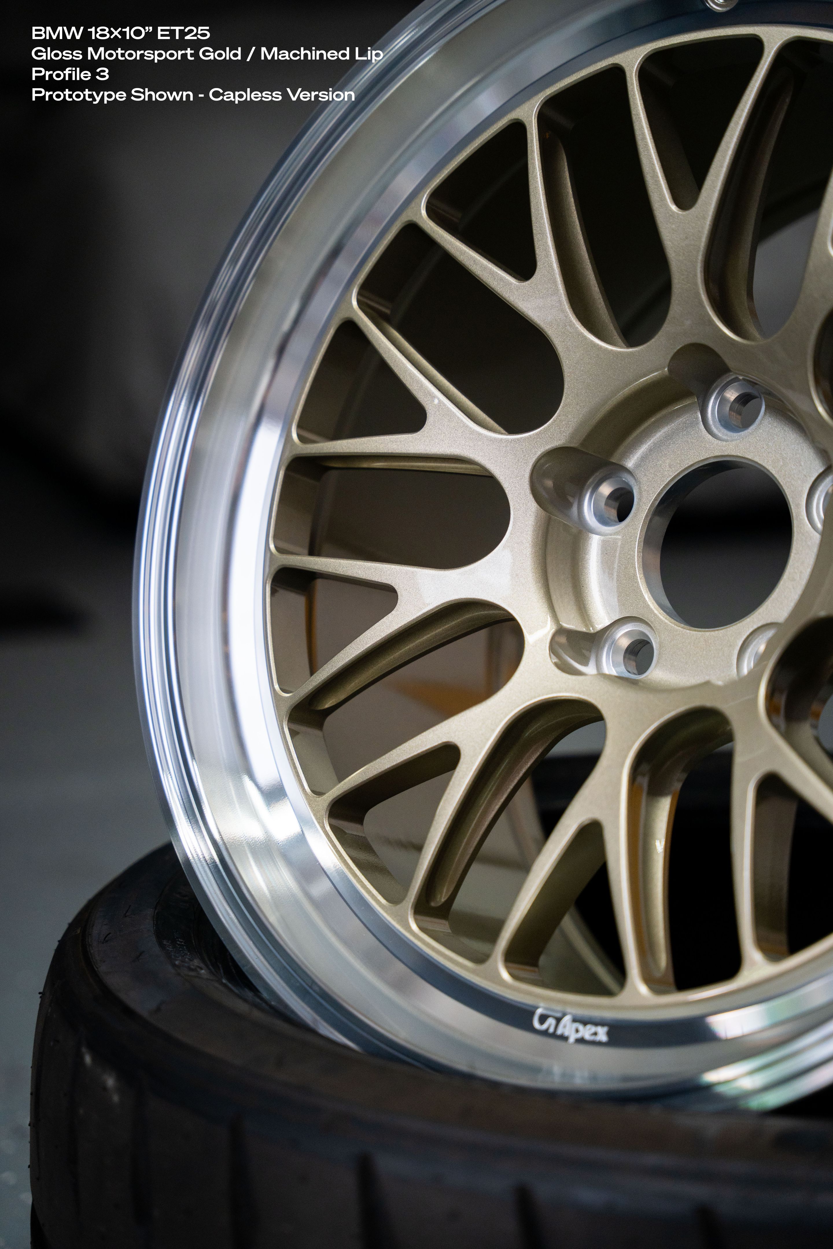 White BMW E92 Coupe M3 with 18" ML-10RT Apex wheels in Motorsport Gold