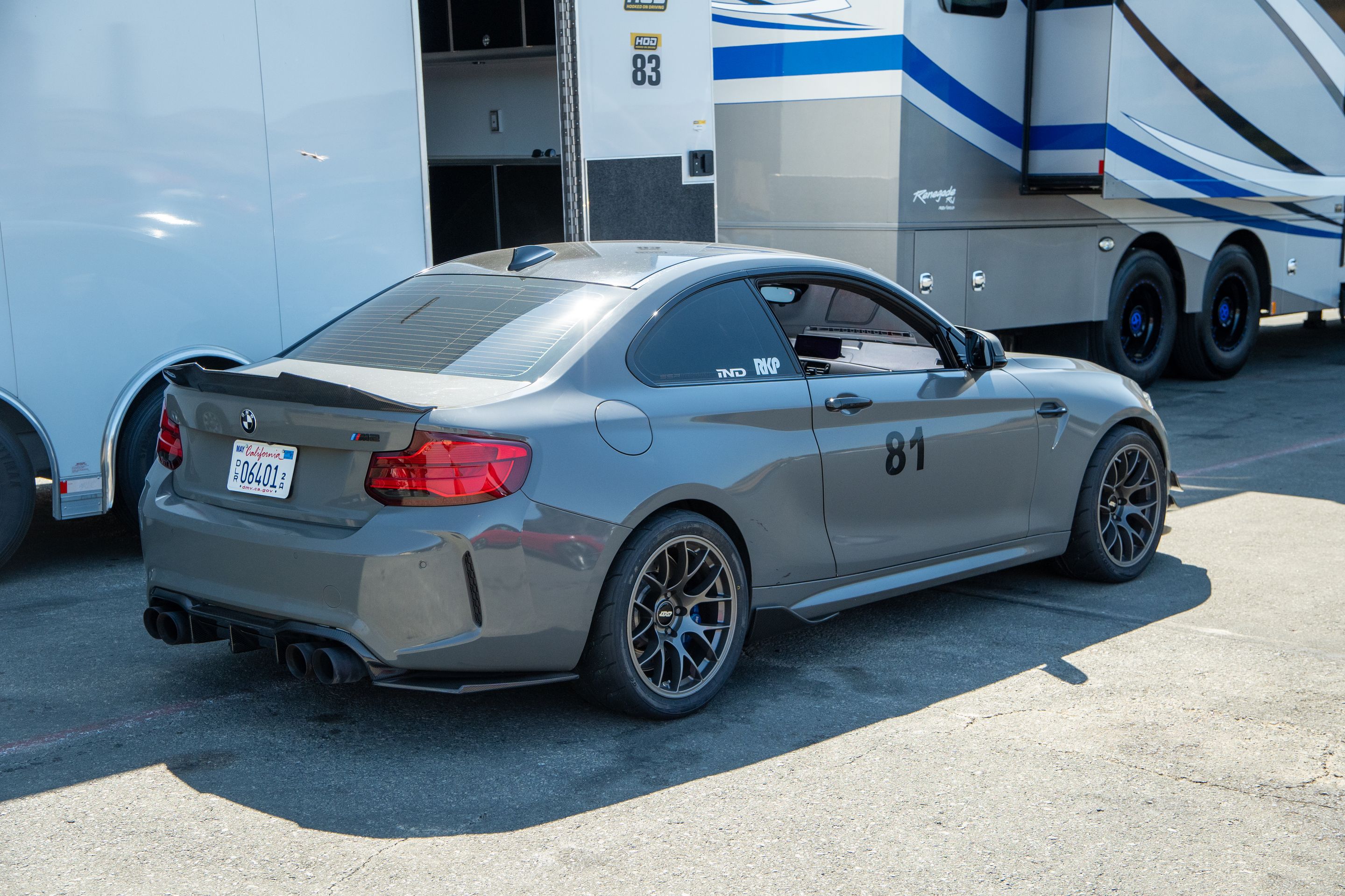 Grey BMW F87 M2 with 18" EC-7 Apex wheels in Anthracite