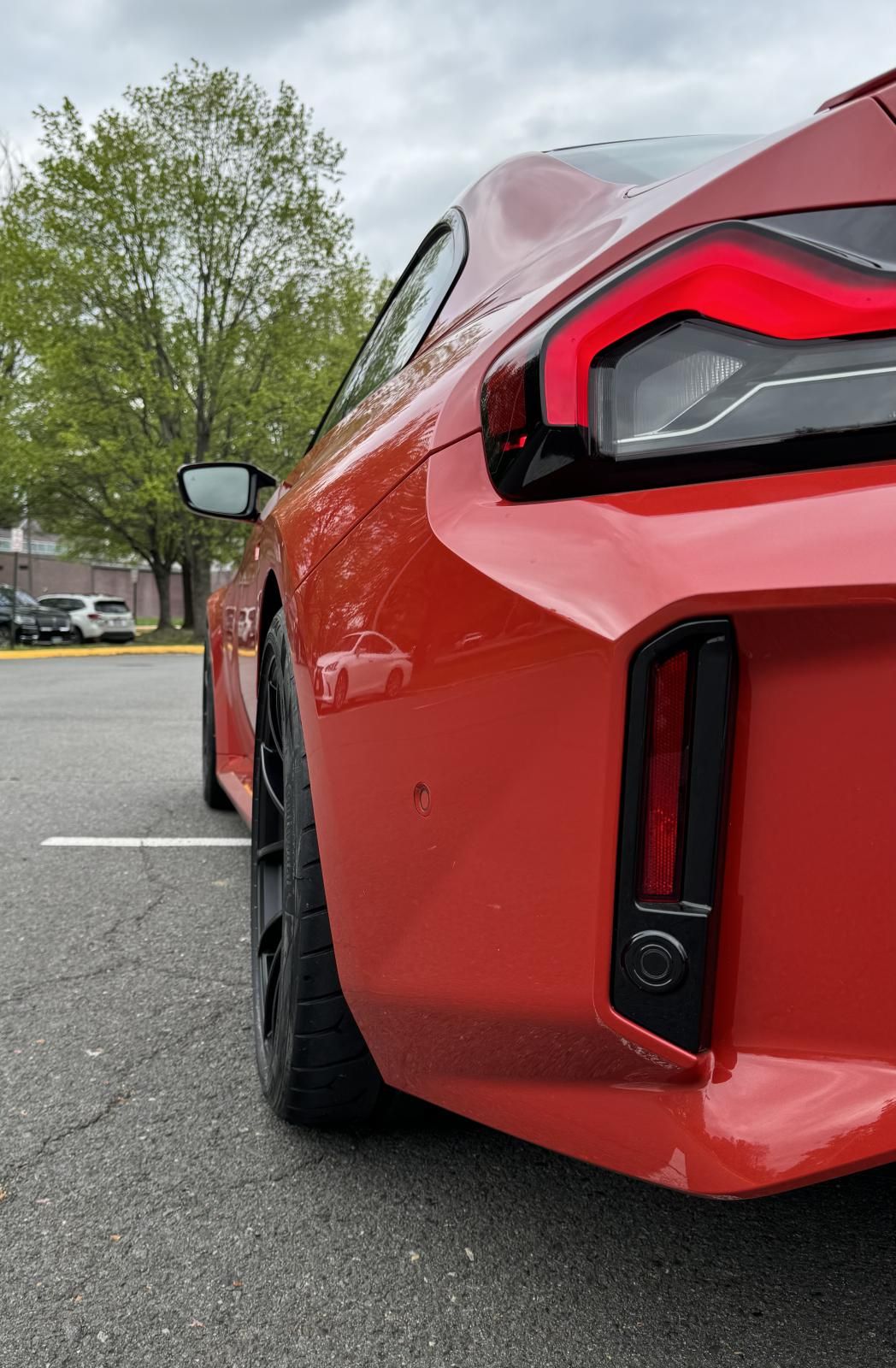 Red BMW G87 M2 with 19" VS-5RS Apex wheels in Satin Black