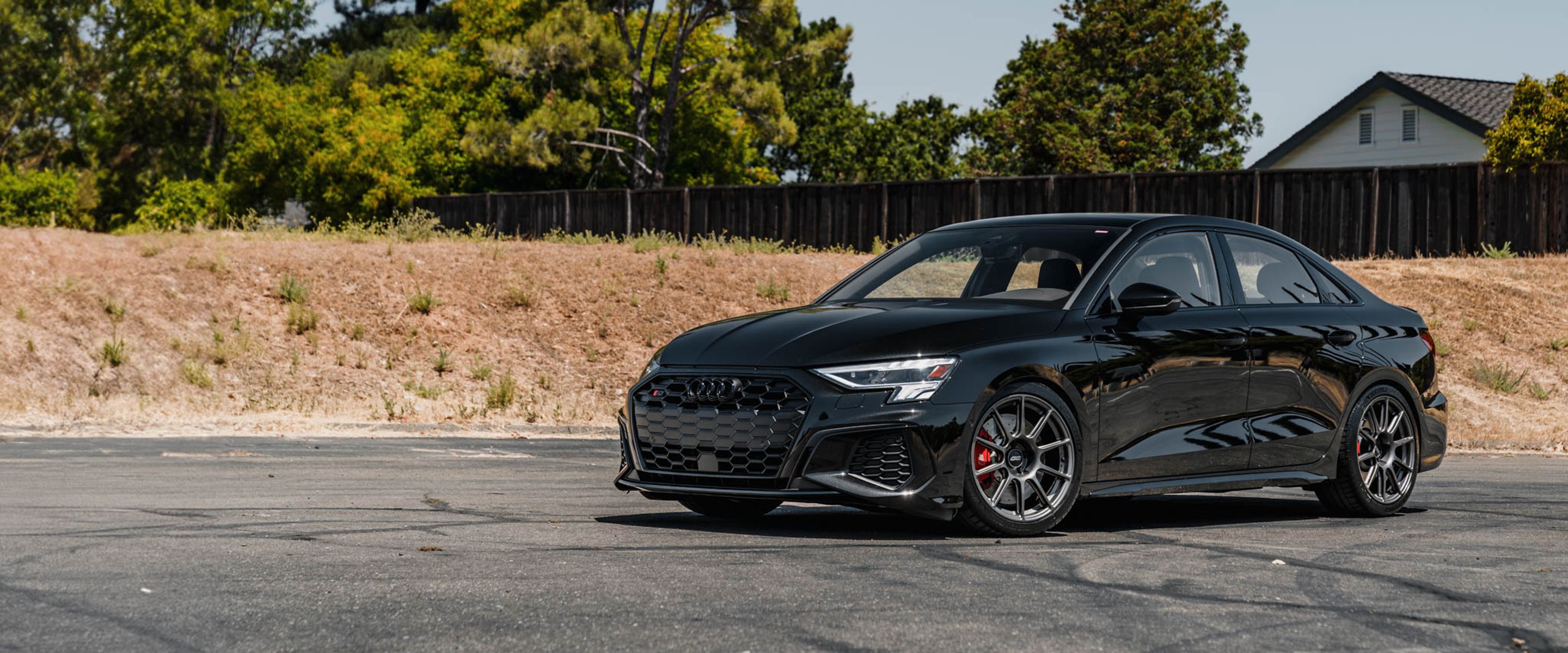 Black Audi 8Y S3 with 18" SM-10 Apex wheels in Anthracite