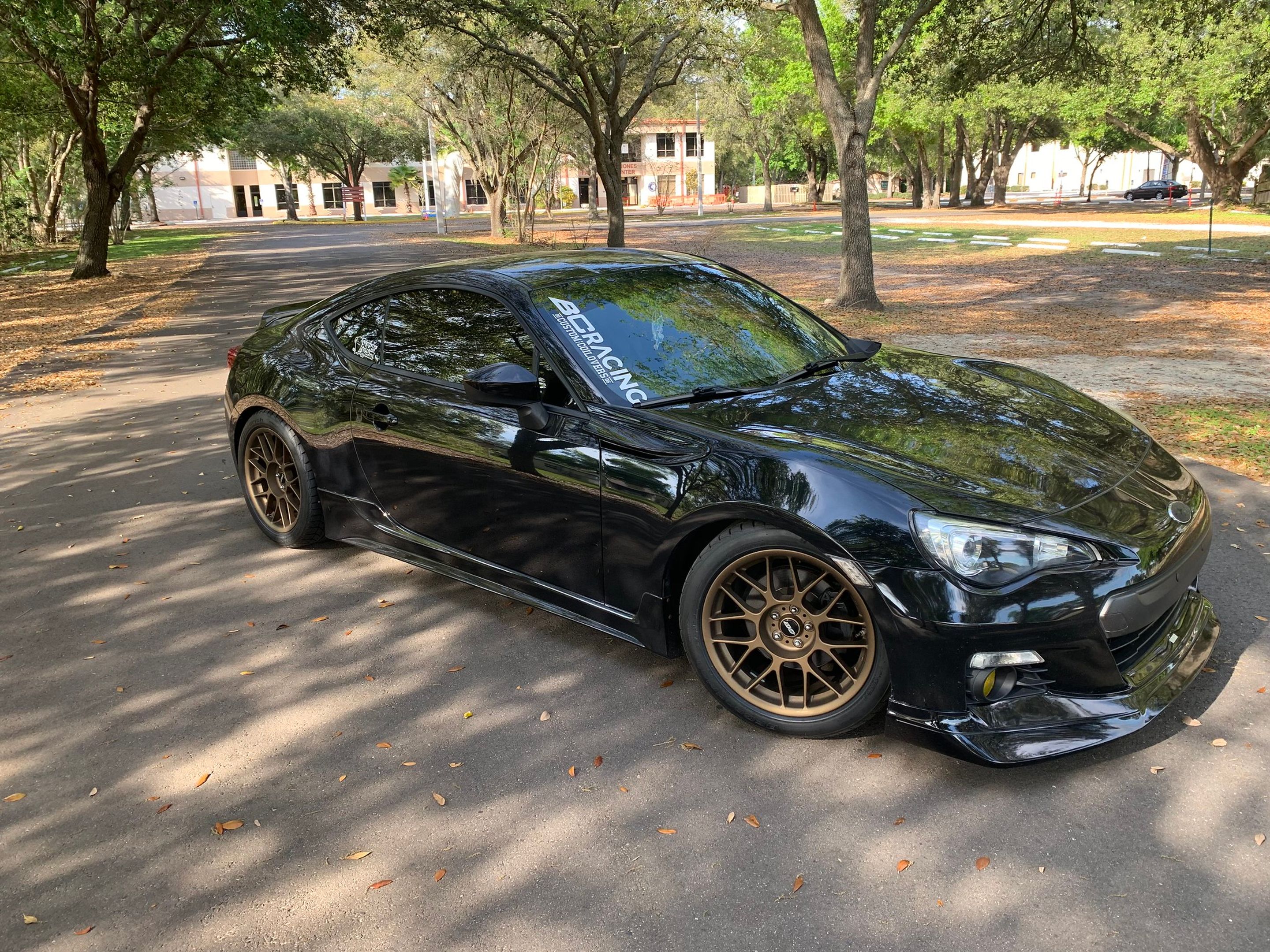 Grey Subaru ZC6 / Gen 1 BRZ with 17" ARC-8 Apex wheels in Satin Bronze