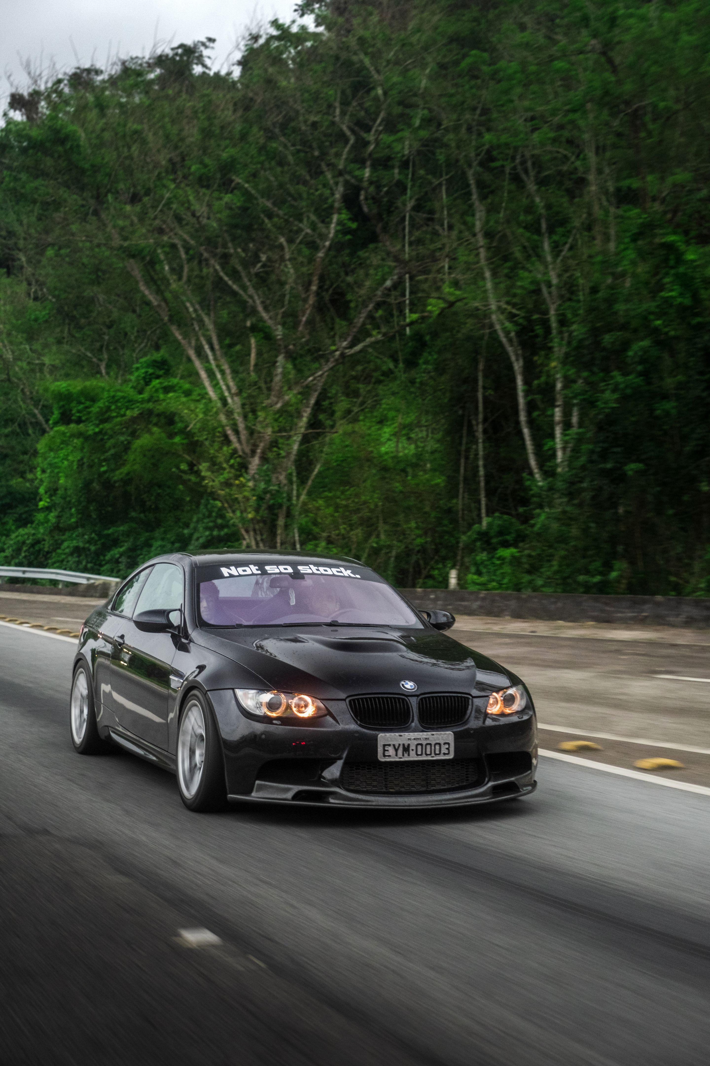Black BMW E92 Coupe M3 with 18" ARC-8 Apex wheels in Hyper Silver