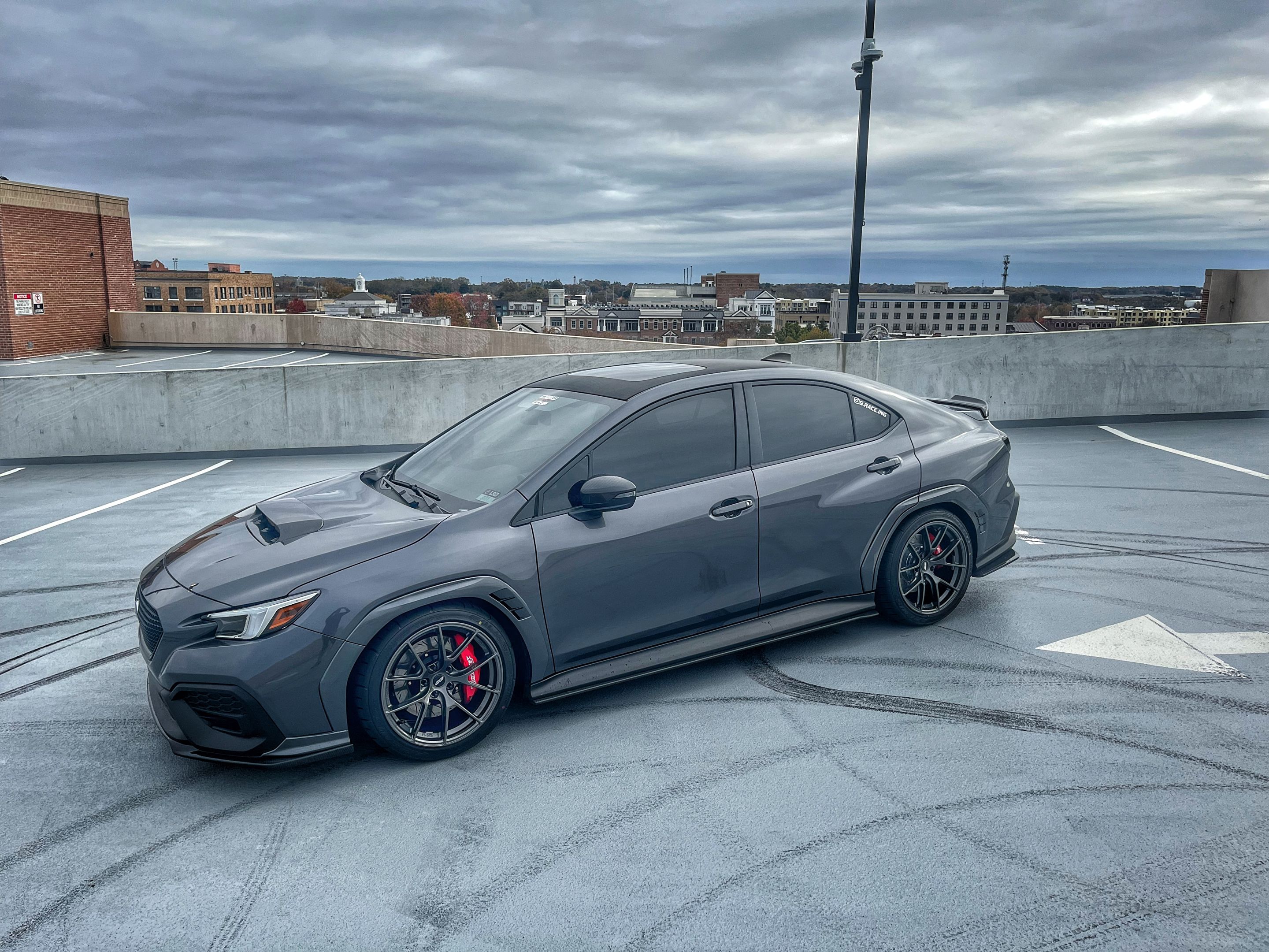 Grey Subaru VB WRX with 18" VS-5RS Apex wheels in Anthracite