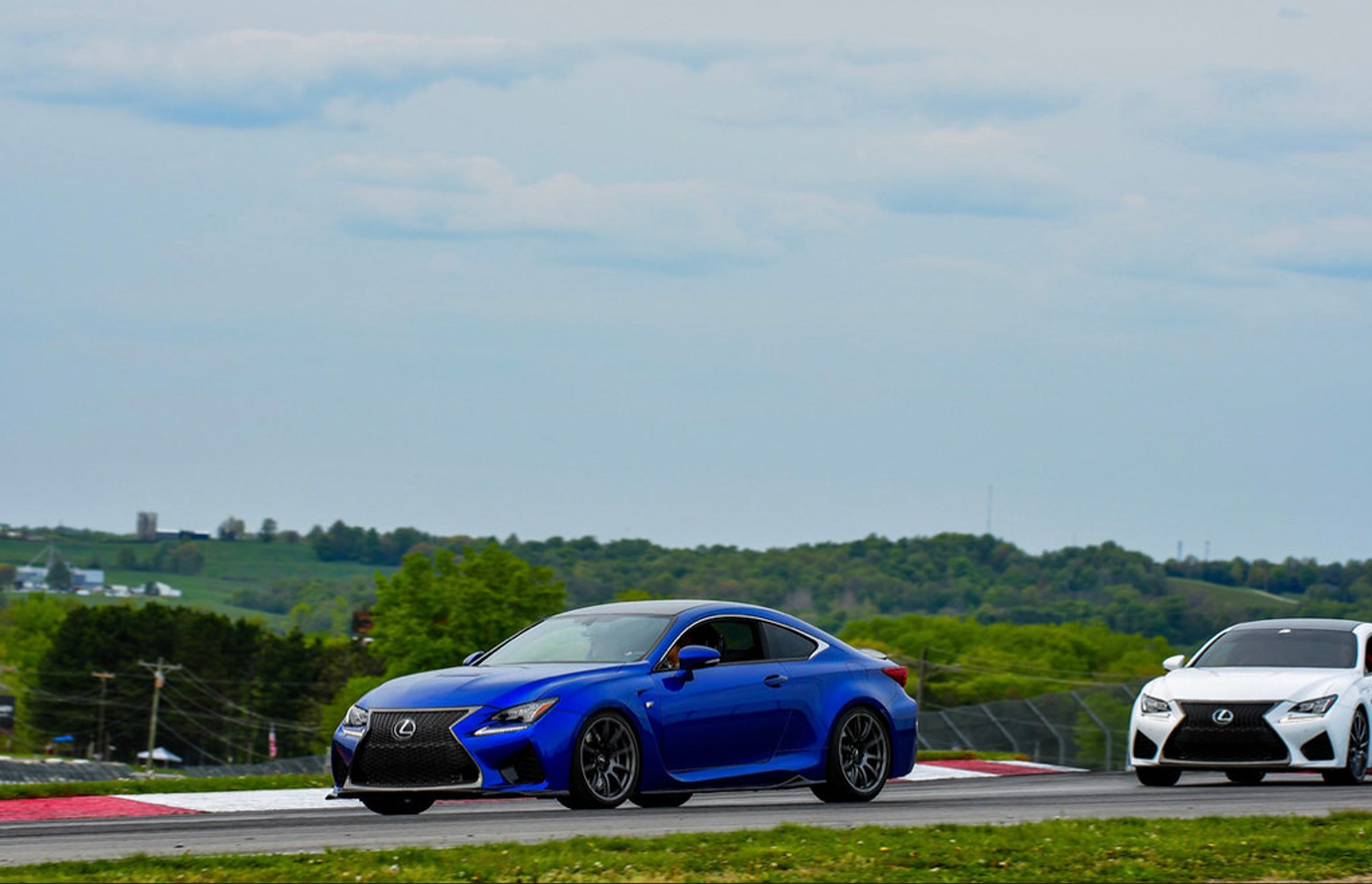 Blue Lexus USC10 RC-F with 19" SM-10 Apex wheels in Anthracite