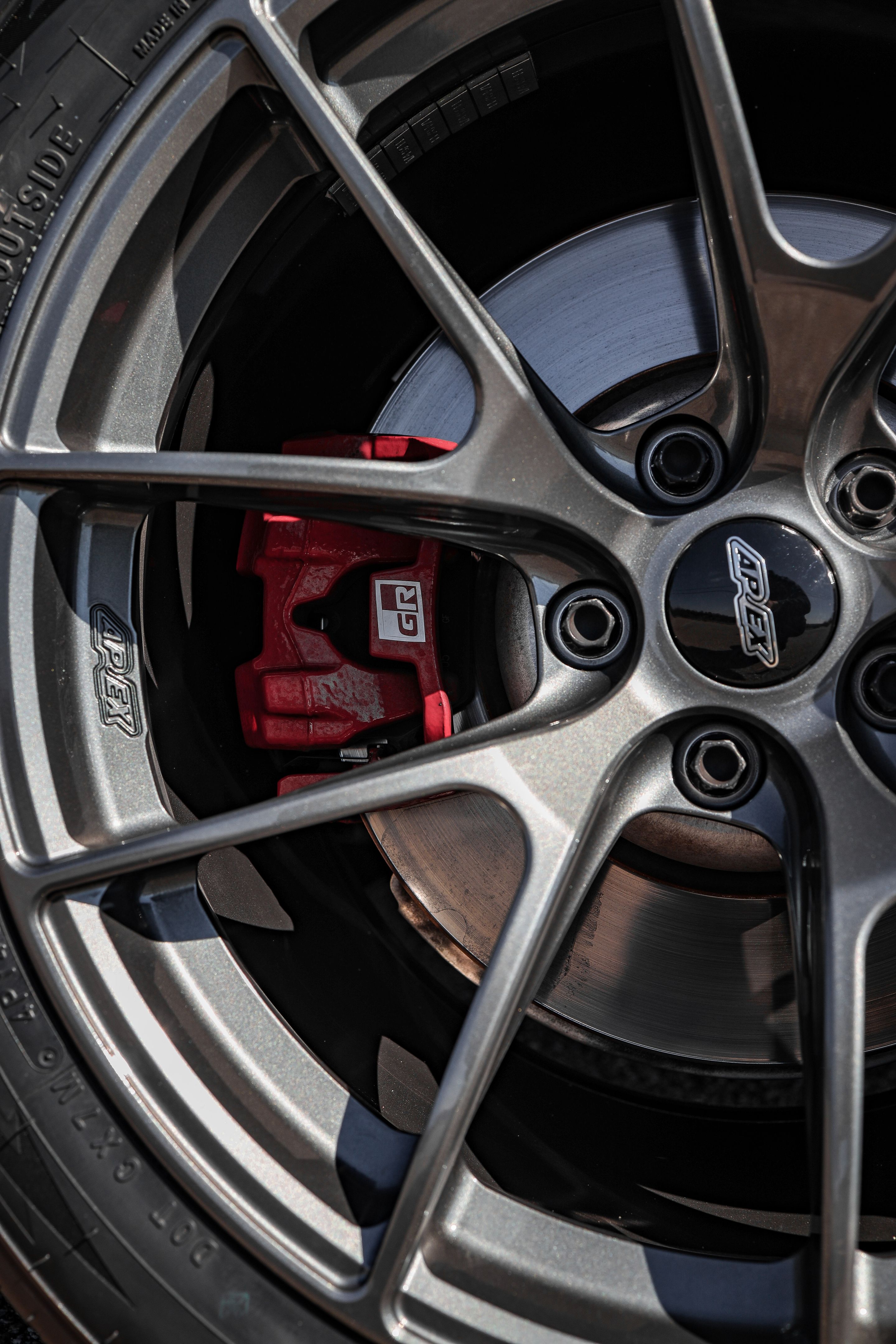 Silver Toyota GR Supra with 18" VS-5RS Apex wheels in Anthracite