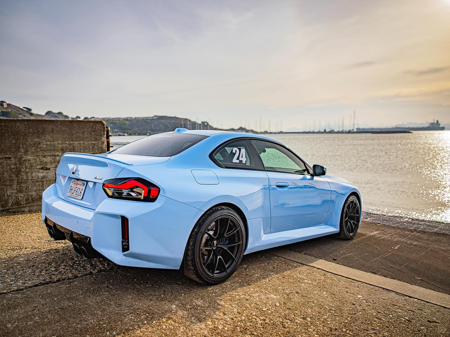Blue BMW G87 M2 with 19" VS-5RS Apex wheels in Satin Black