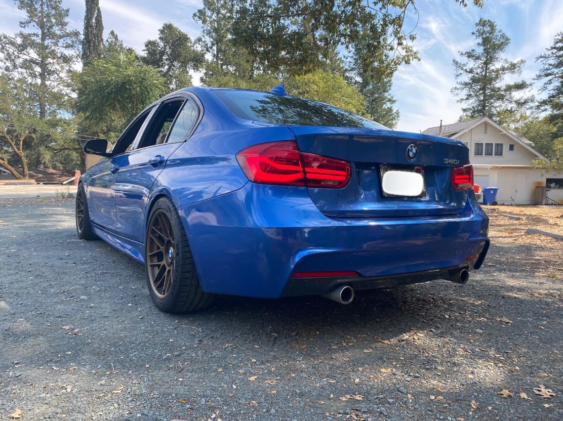Blue BMW F30 Sedan 3 Series with 18" ARC-8 Apex wheels in Satin Bronze